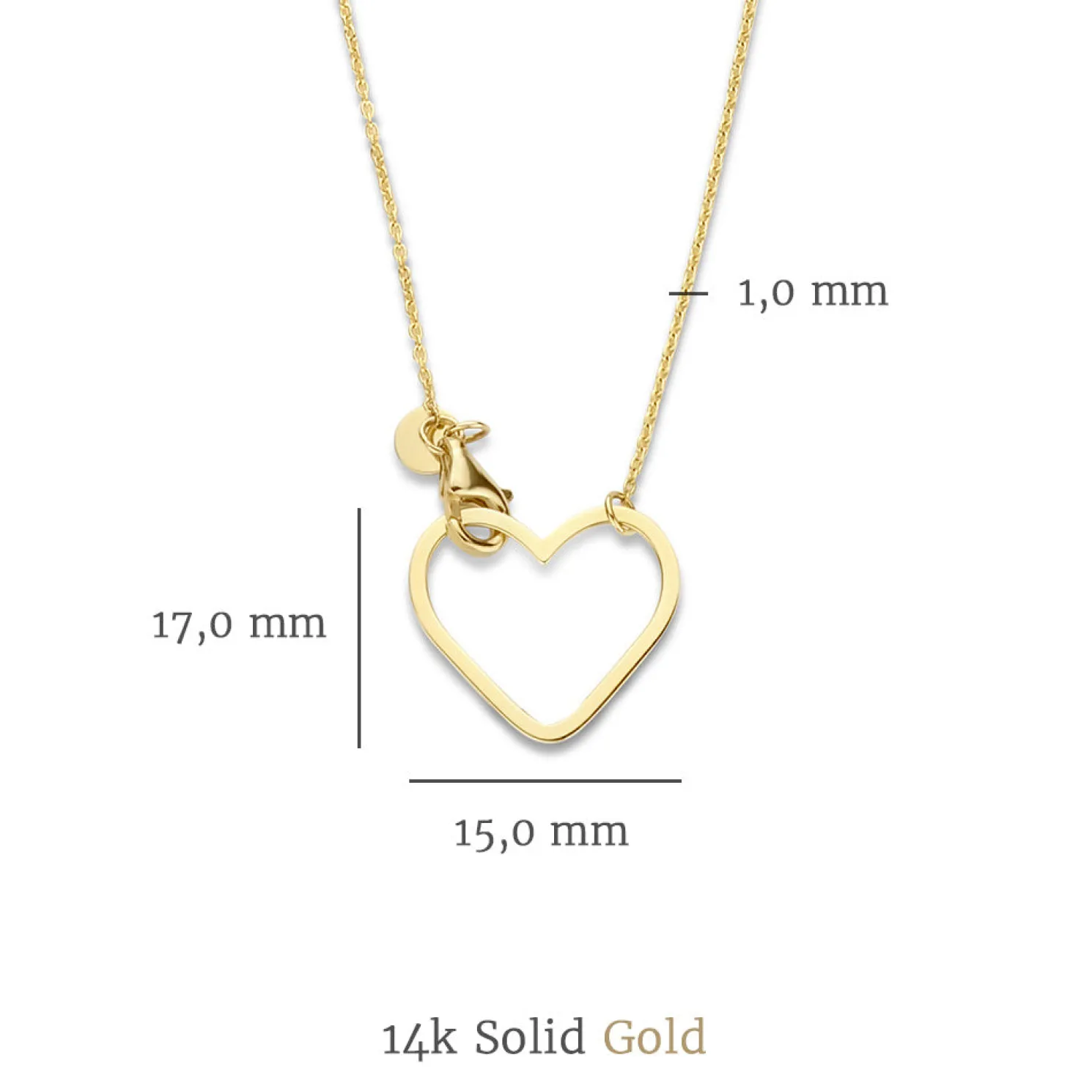 Belleville Amore 14 karaat gouden collier met hartje