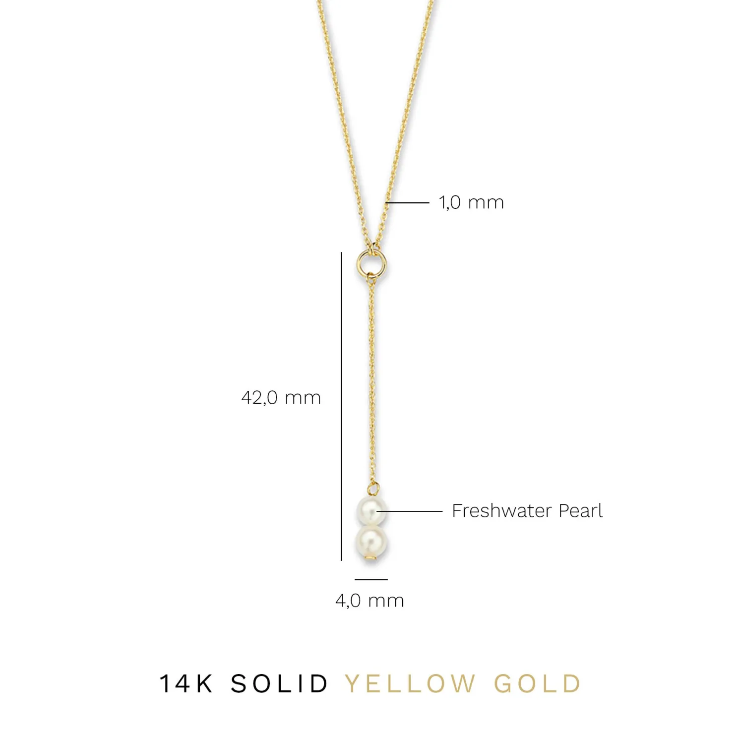 Belleville Luna 14 karaat gouden collier met zoetwaterparels