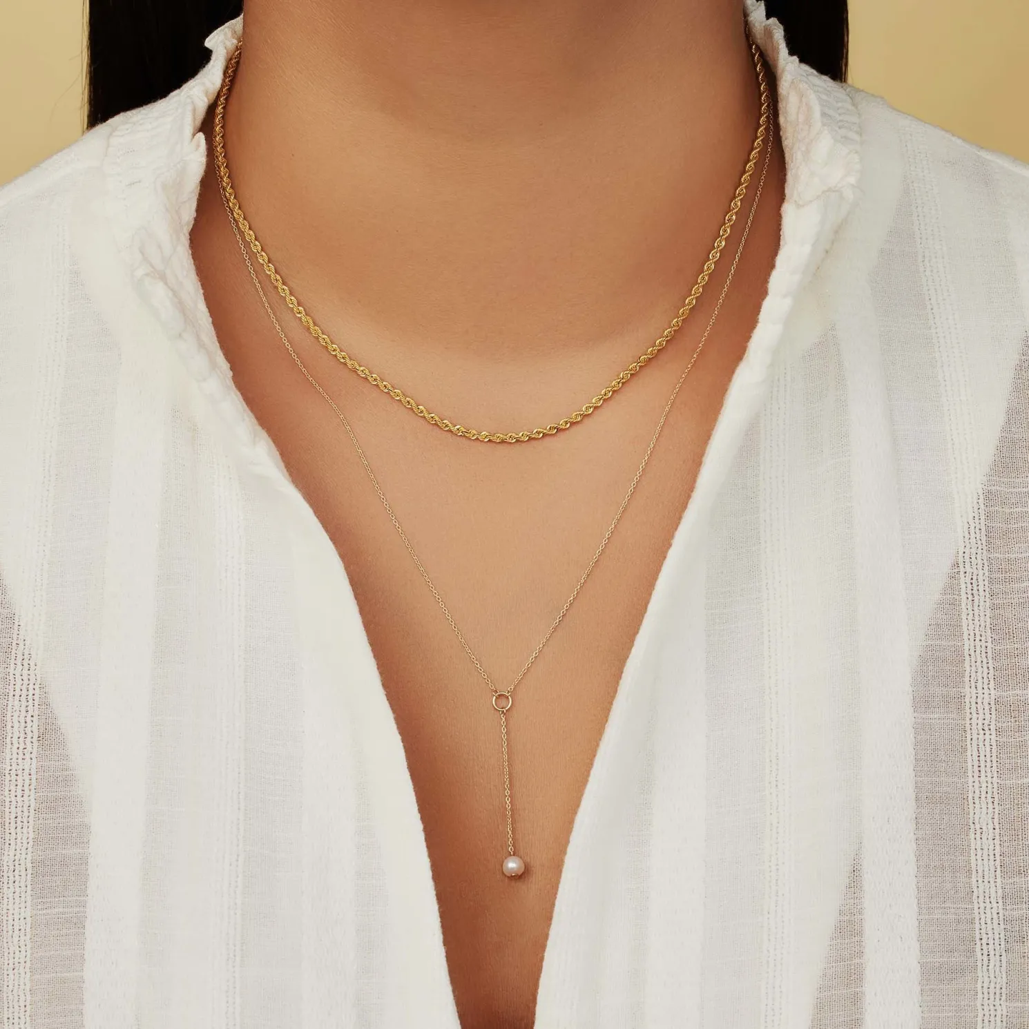 Belleville Luna 14 karaat gouden collier met zoetwaterparel