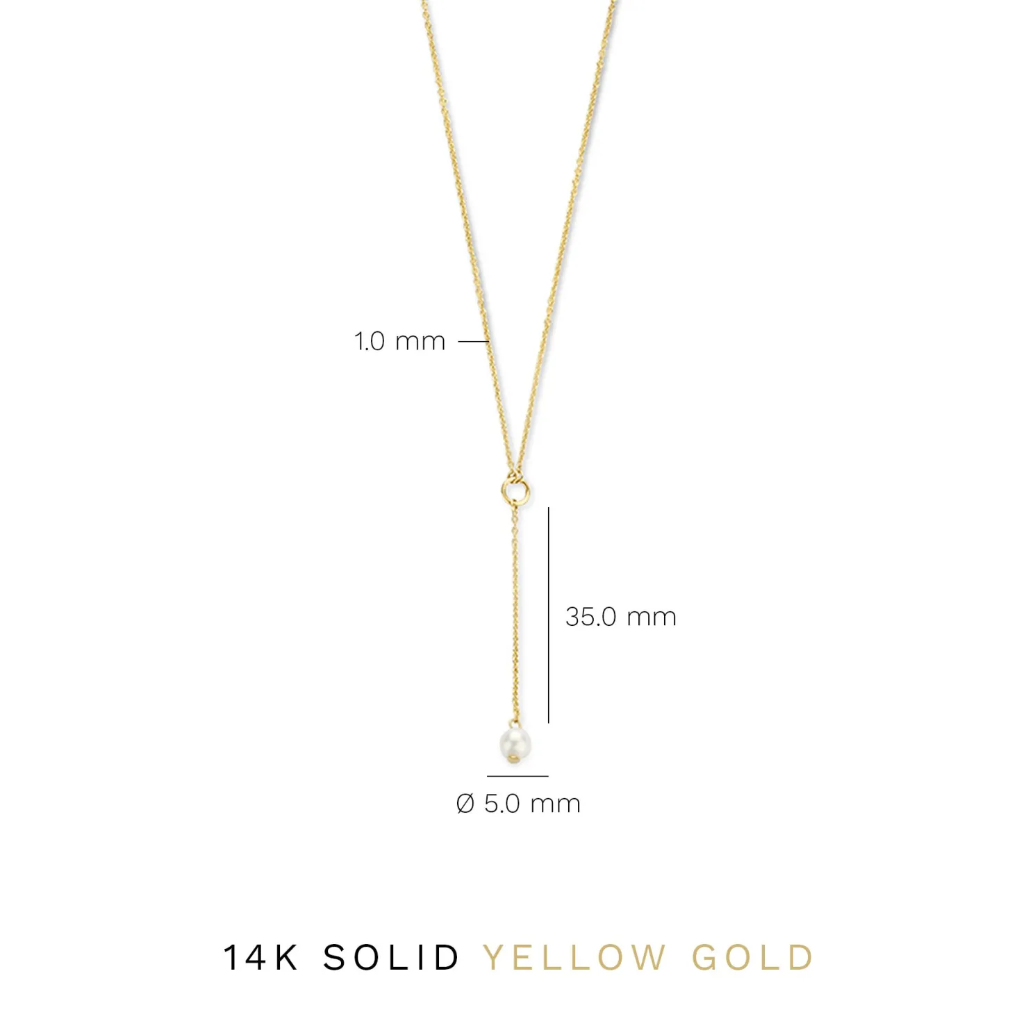 Belleville Luna 14 karaat gouden collier met zoetwaterparel