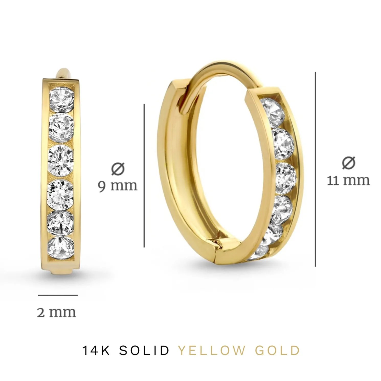 Cadeau d'Isabel 14 karaat gouden oorbellen set met zirkonia steentjes