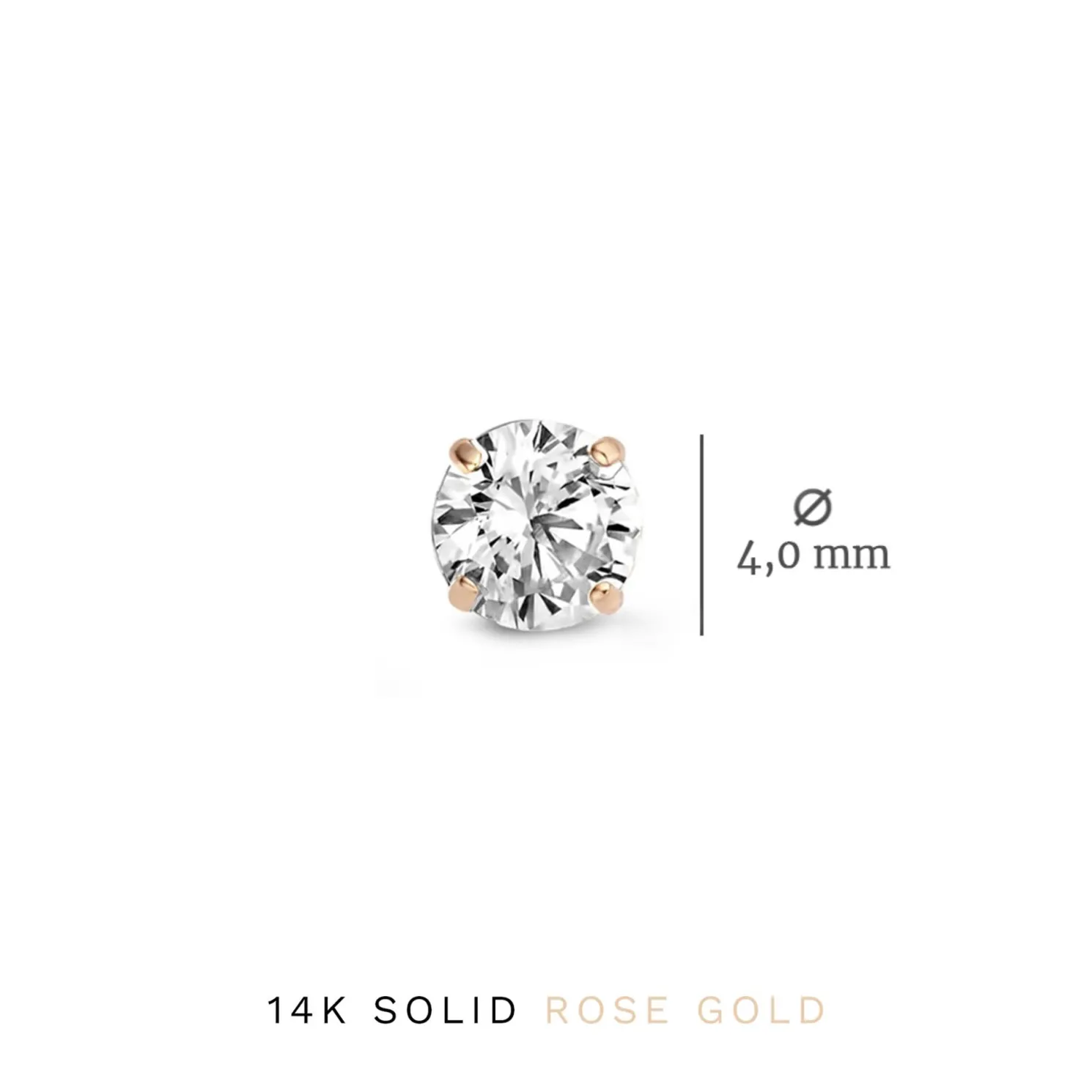 Cadeau d'Isabel 14 karaat rosé gouden oorbellen set met zirkonia steentjes