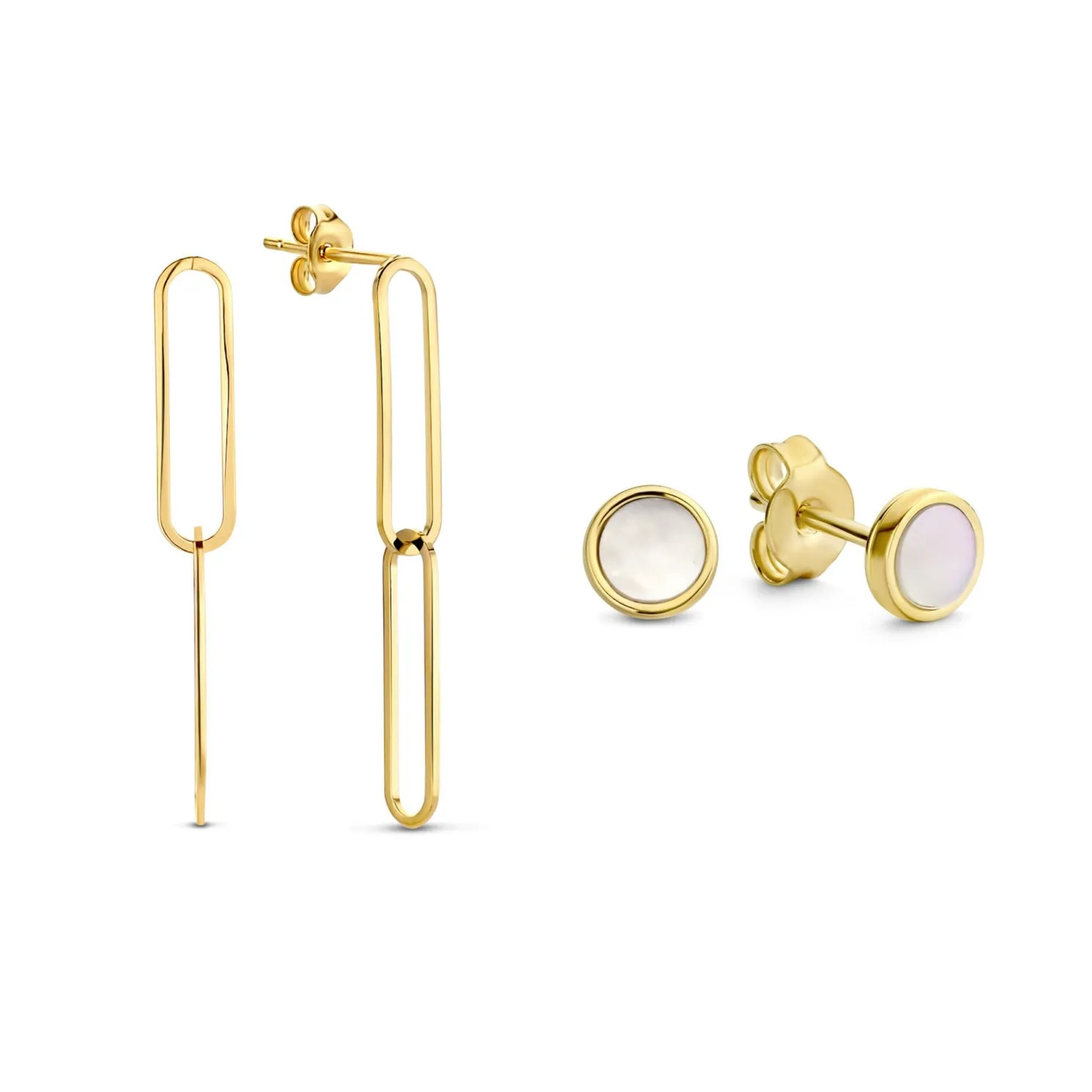 Cadeau d'Isabel 14 karaat gouden oorbellen set met zoetwaterparels