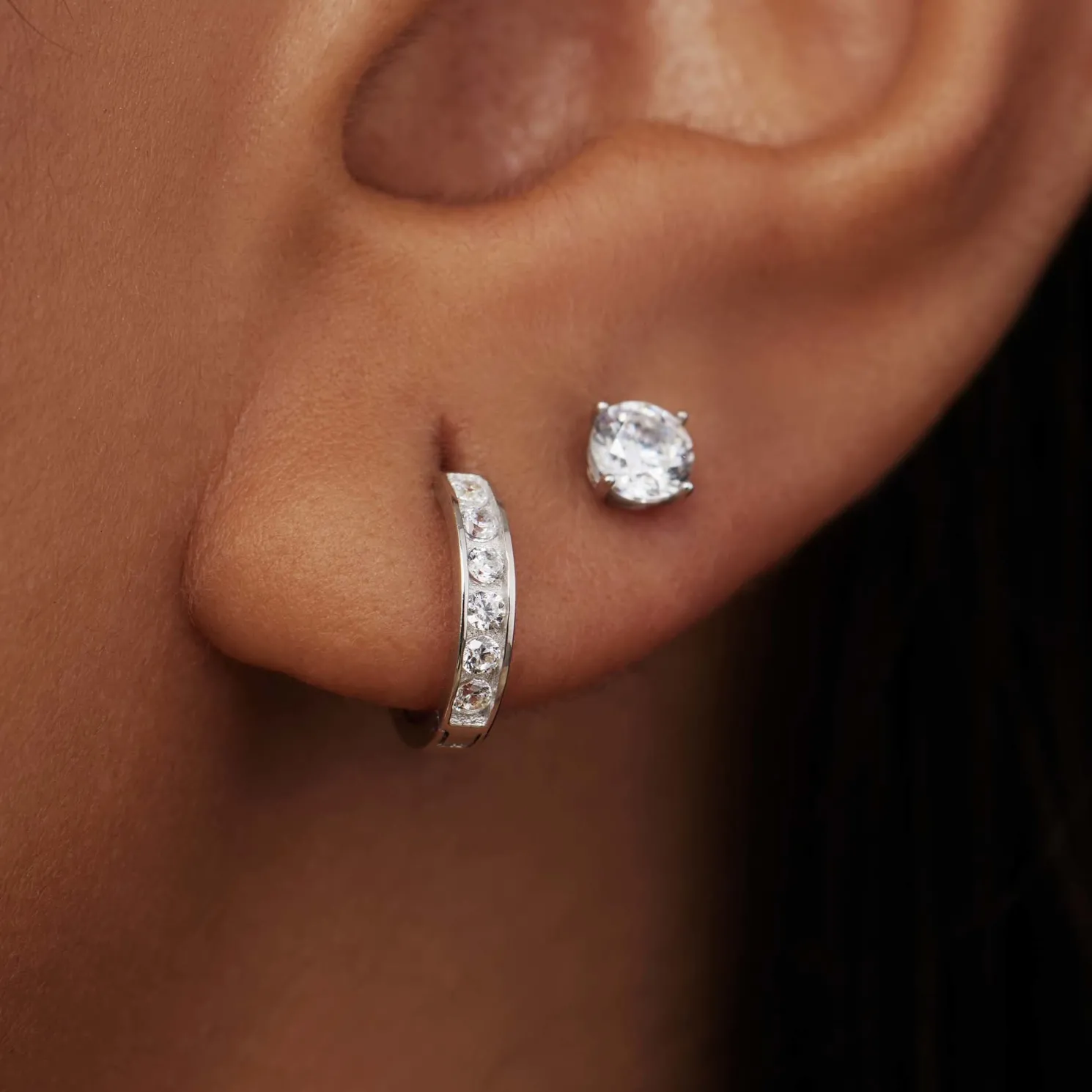 Cadeau d'Isabel 14 karaat witgouden oorbellen set met zirkonia steentjes