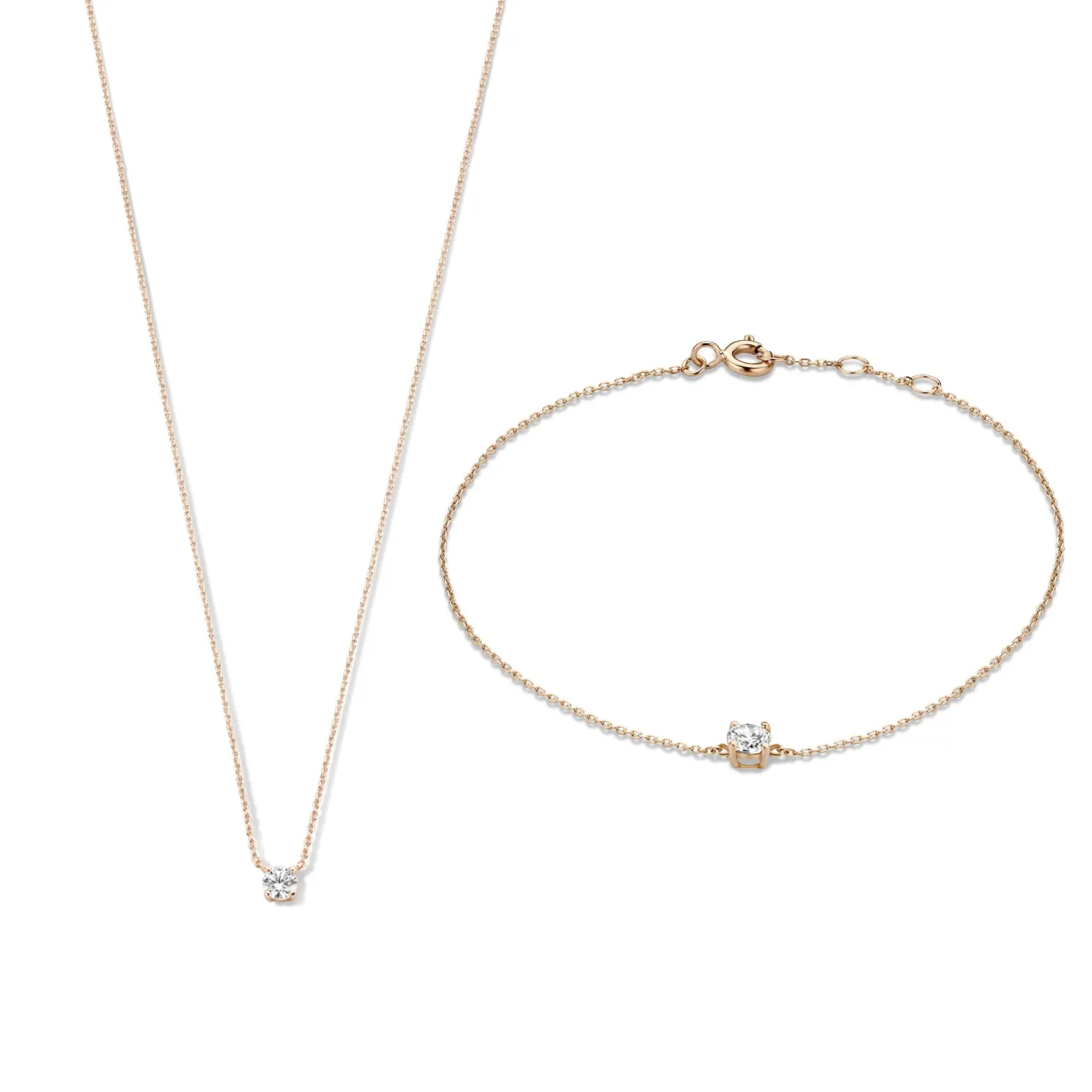 Cadeau d'Isabel 14 karaat rosé gouden collier en armband giftset