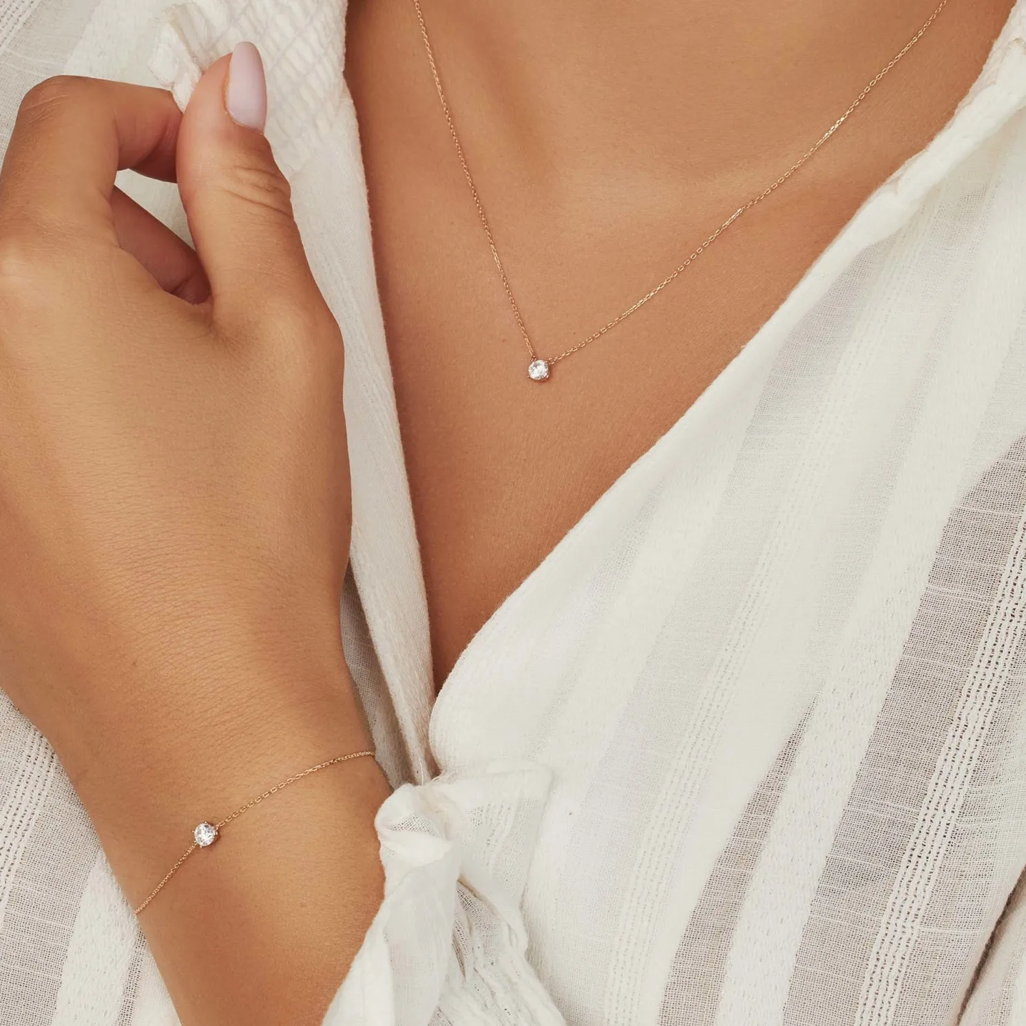 Cadeau d'Isabel 14 karaat rosé gouden collier en armband giftset