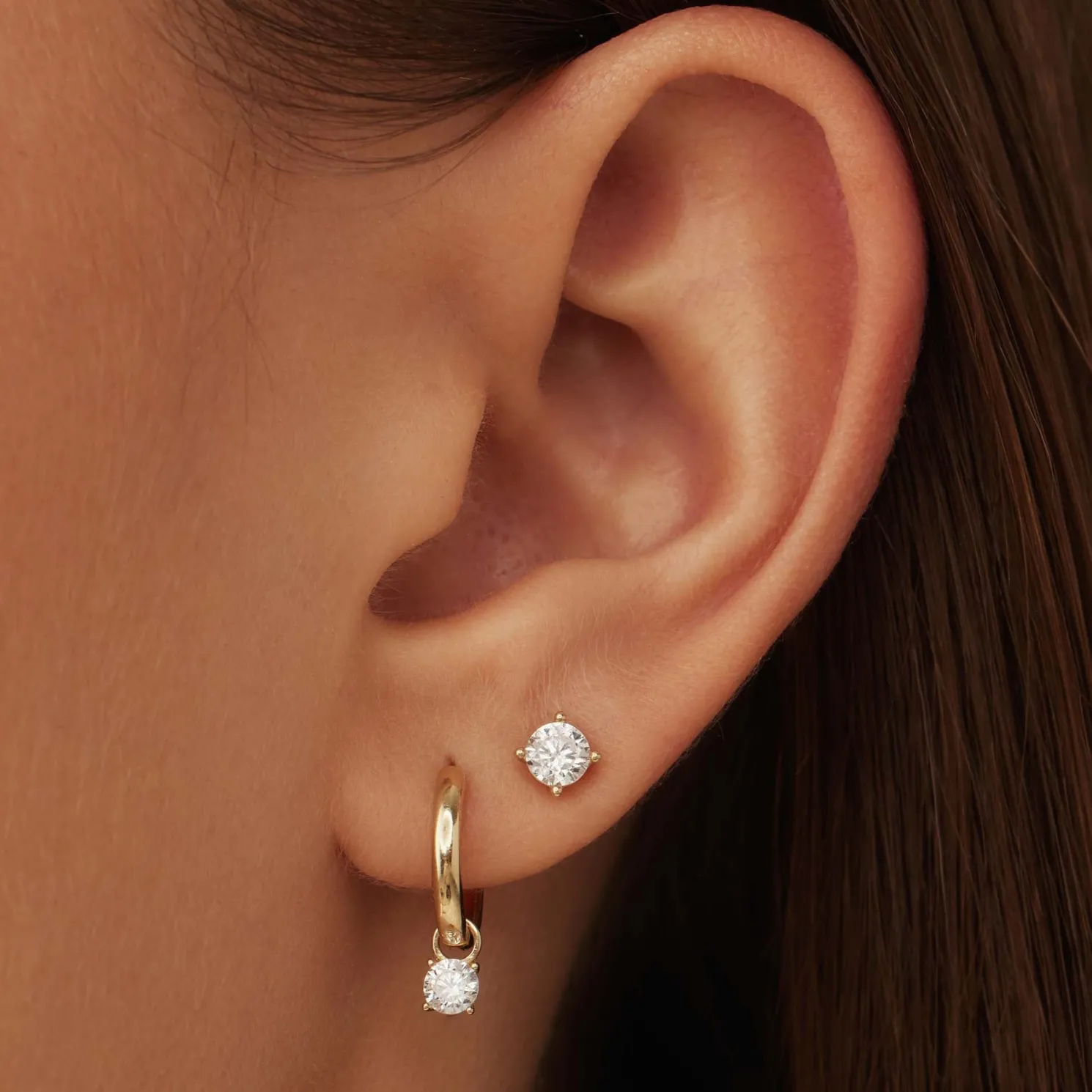 Cadeau d'Isabel 14 karaat gouden oorbellen set met zirkonia steentjes