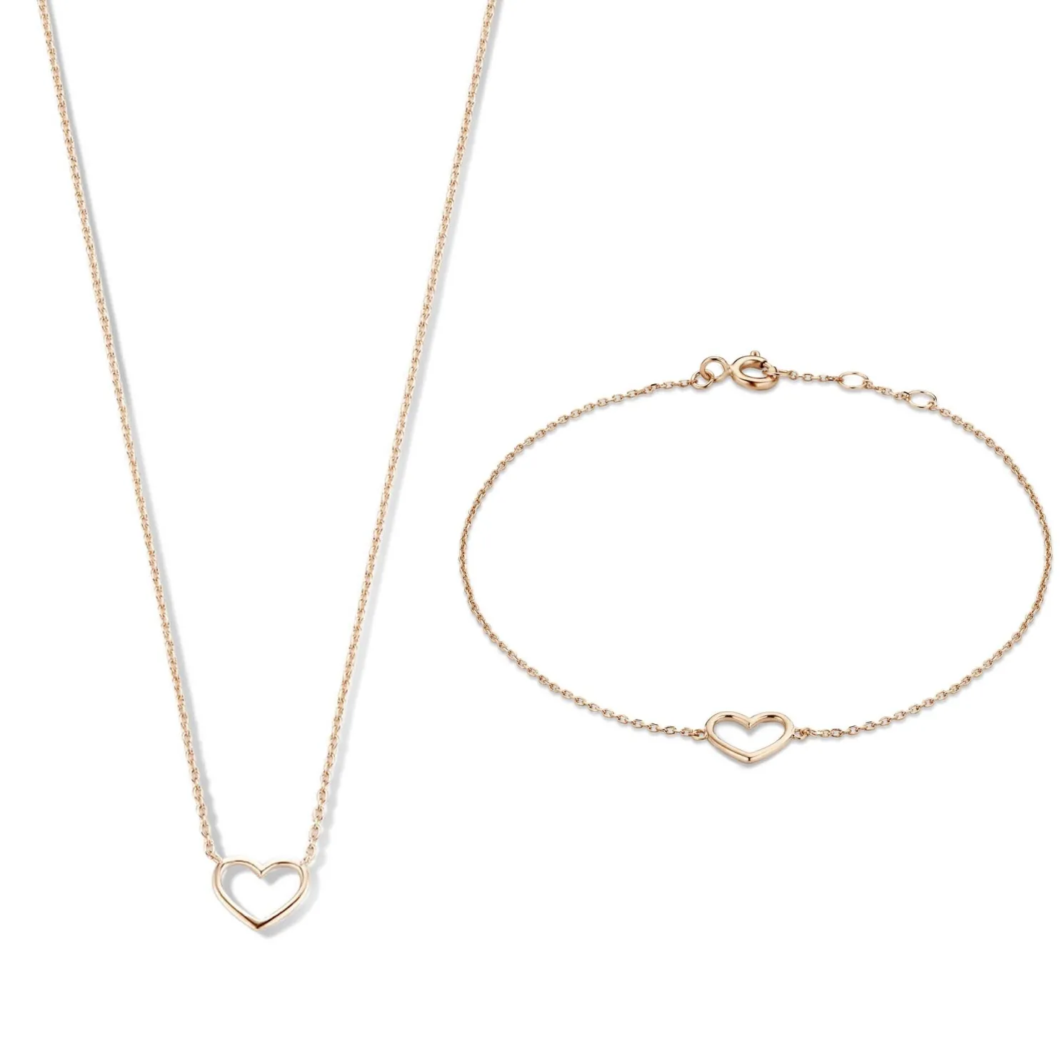 Cadeau d'Isabel 14 karaat rosé gouden collier en armband giftset met hartje