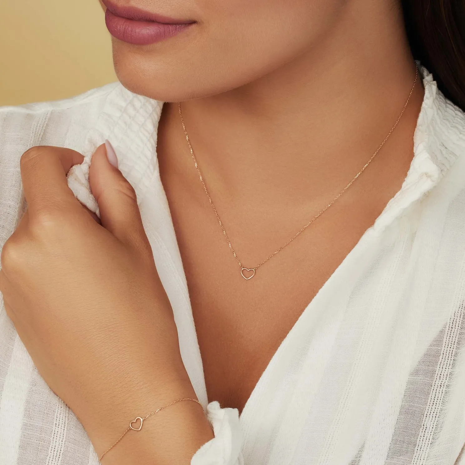 Cadeau d'Isabel 14 karaat rosé gouden collier en armband giftset met hartje