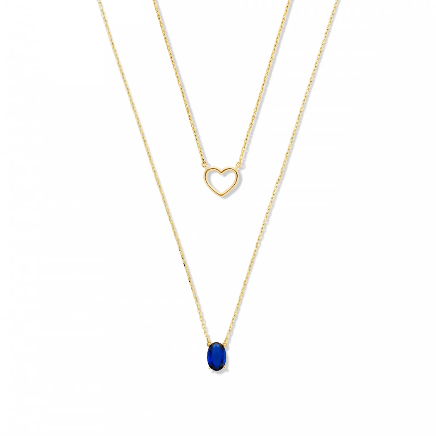 Cadeau d'Isabel 14 karaat gouden kettingen giftset met hartje en zirkonia steen