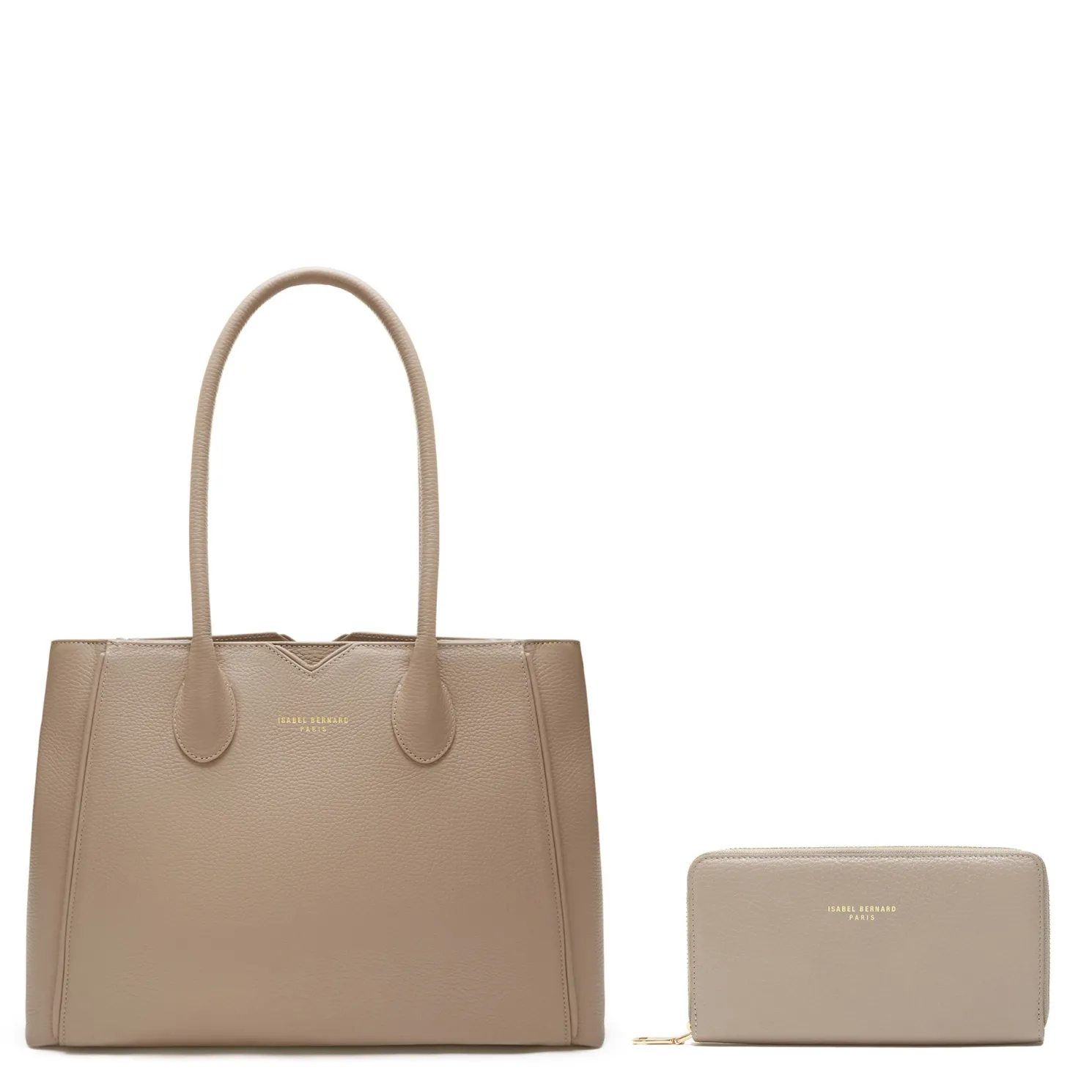 Cadeau d'Isabel taupe leren handtas en portemonnee giftset