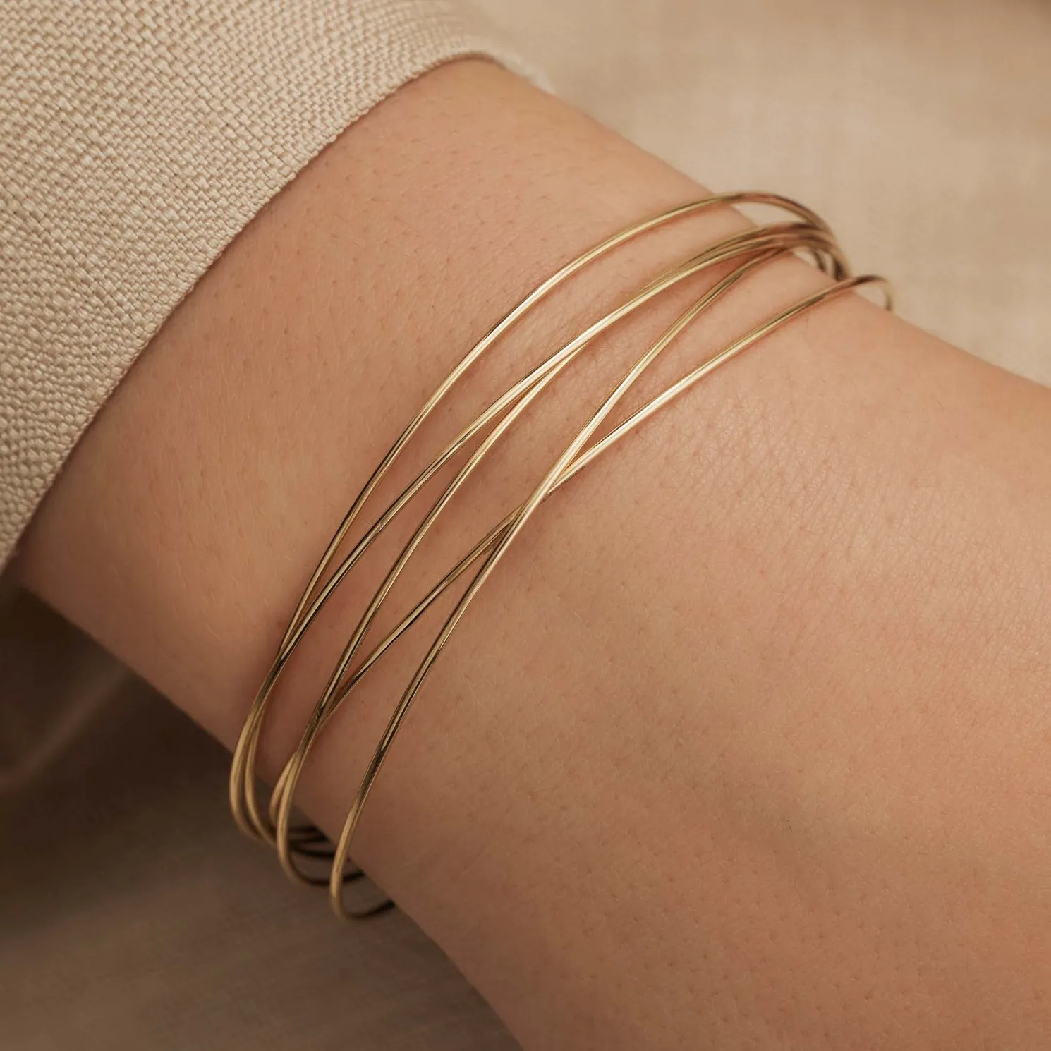 Cour d'Honneur Adora 14 karaat gouden bangles met 5 armbanden