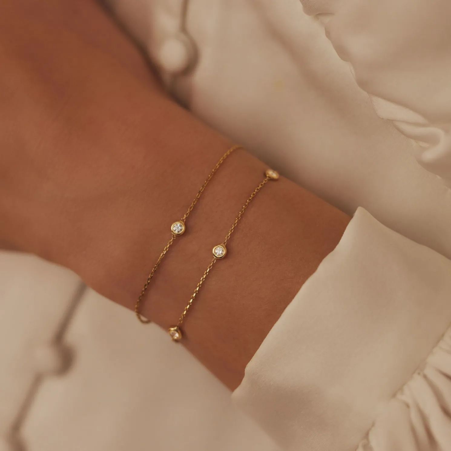 De la Paix Alfie 14 karaat gouden armband met diamant 0.05 karaat