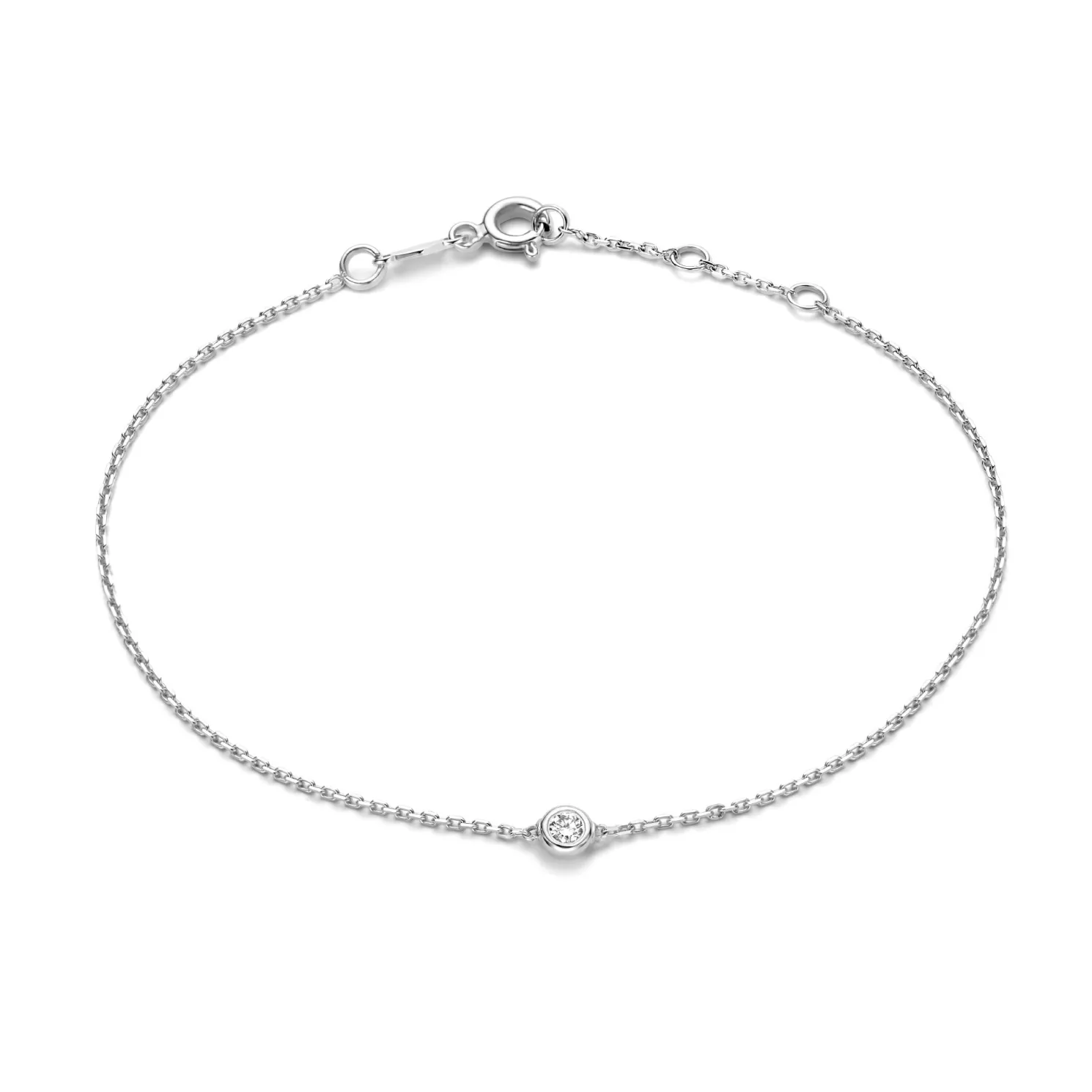 De la Paix Alfie 14 karaat witgouden armband met diamant 0.05 karaat
