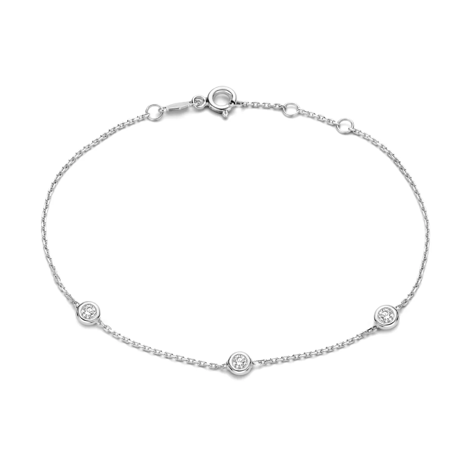 De la Paix Alfie 14 karaat witgouden armband met diamant 0.12 karaat