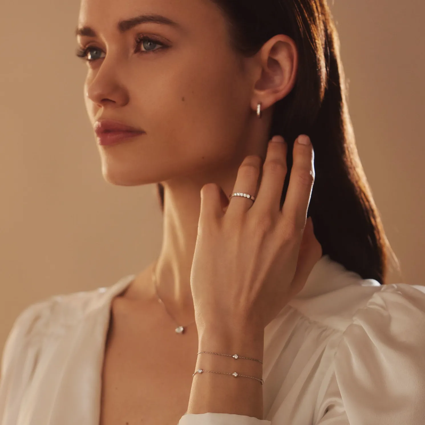 De la Paix Alfie 14 karaat witgouden armband met diamant 0.12 karaat