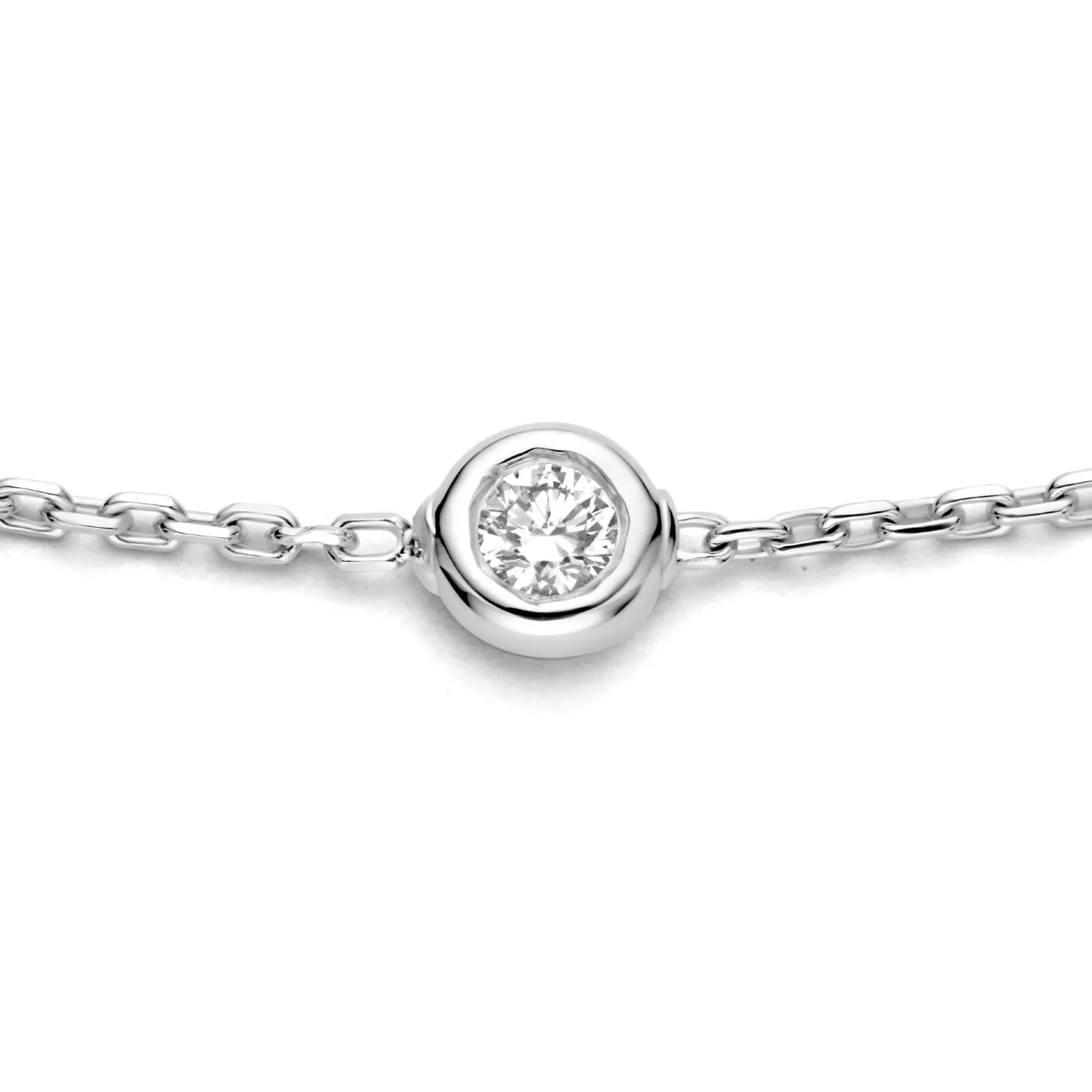 De la Paix Alfie 14 karaat witgouden armband met diamant 0.12 karaat