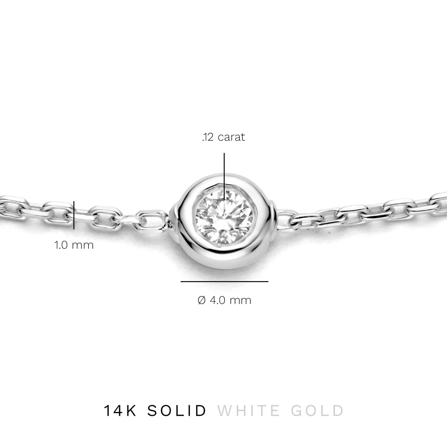 De la Paix Alfie 14 karaat witgouden armband met diamant 0.12 karaat