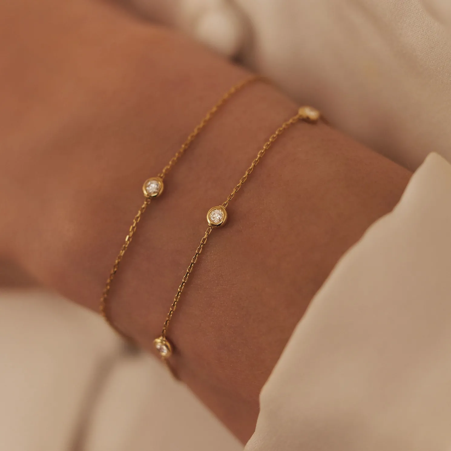 De la Paix Alfie 14 karaat gouden armband met diamant 0.12 karaat