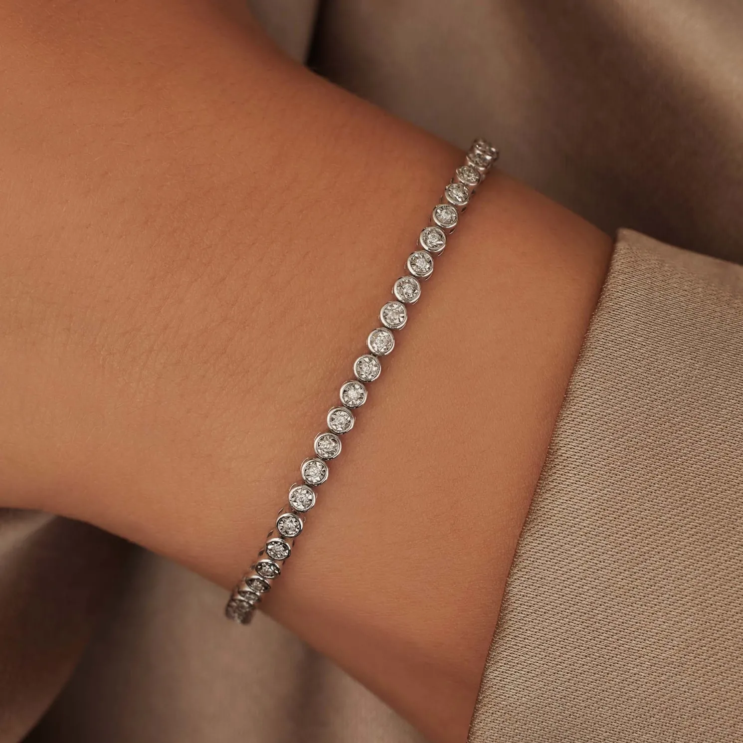 De la Paix Alfie 14 karaat witgouden tennis armband met diamant 0.36 karaat