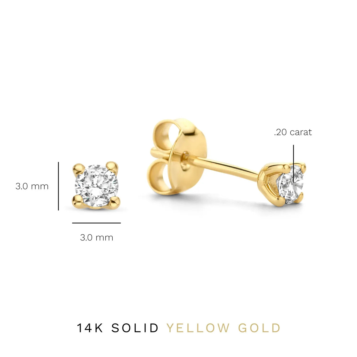 De la Paix Christine 14 karaat gouden oorknoppen met diamant 0.20 karaat