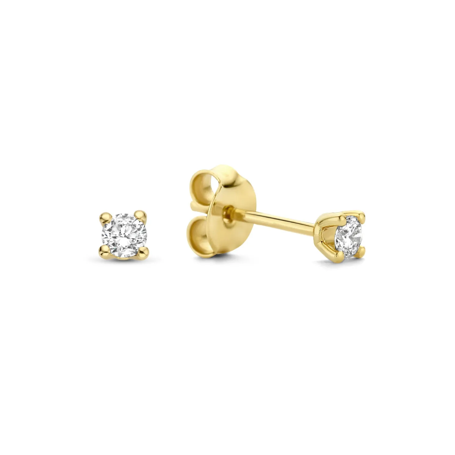 De la Paix Christine 14 karaat gouden Oorknoppen met diamant 0,14 karaat