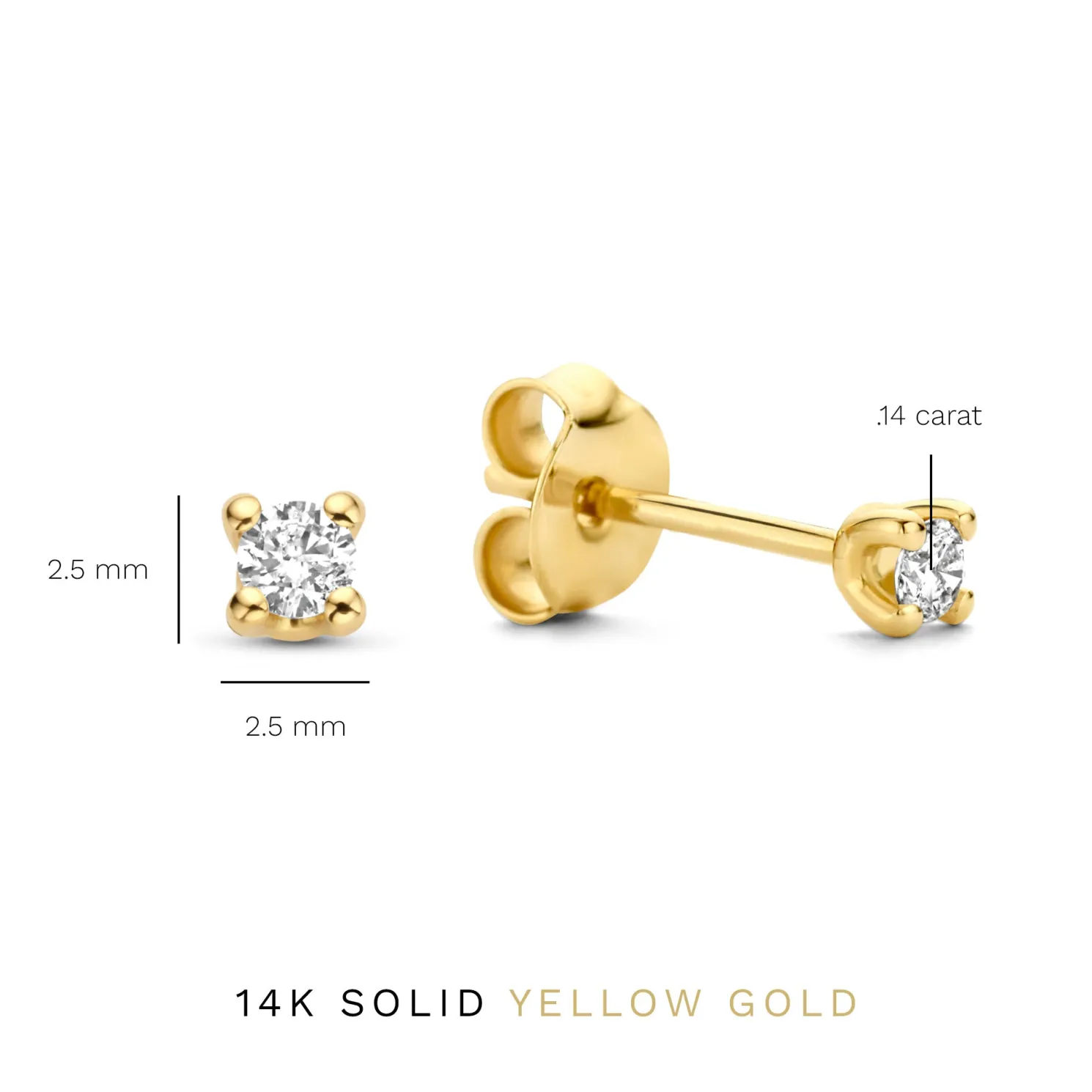 De la Paix Christine 14 karaat gouden Oorknoppen met diamant 0,14 karaat