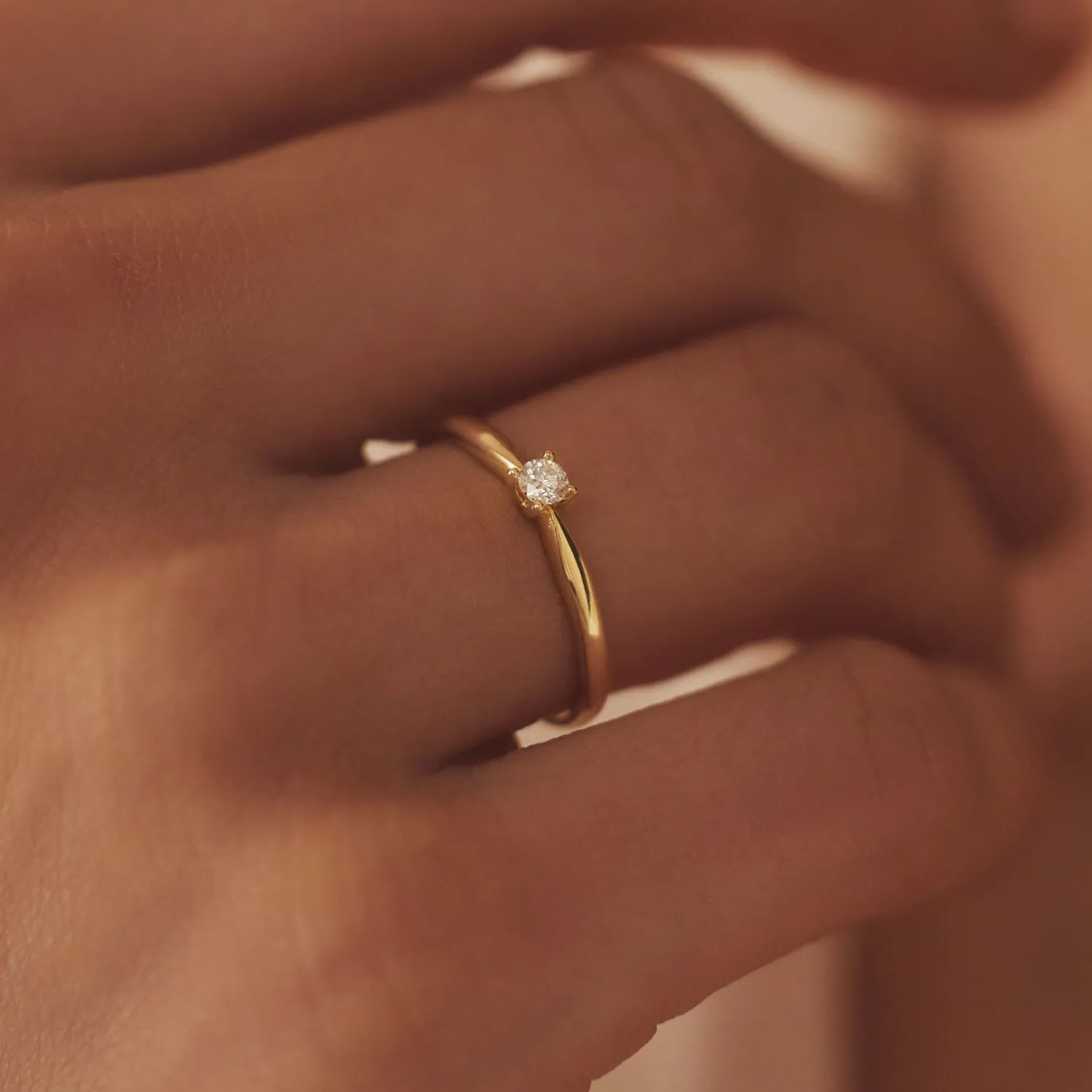 De la Paix Christine 14 karaat gouden ring met diamant 0.10 karaat