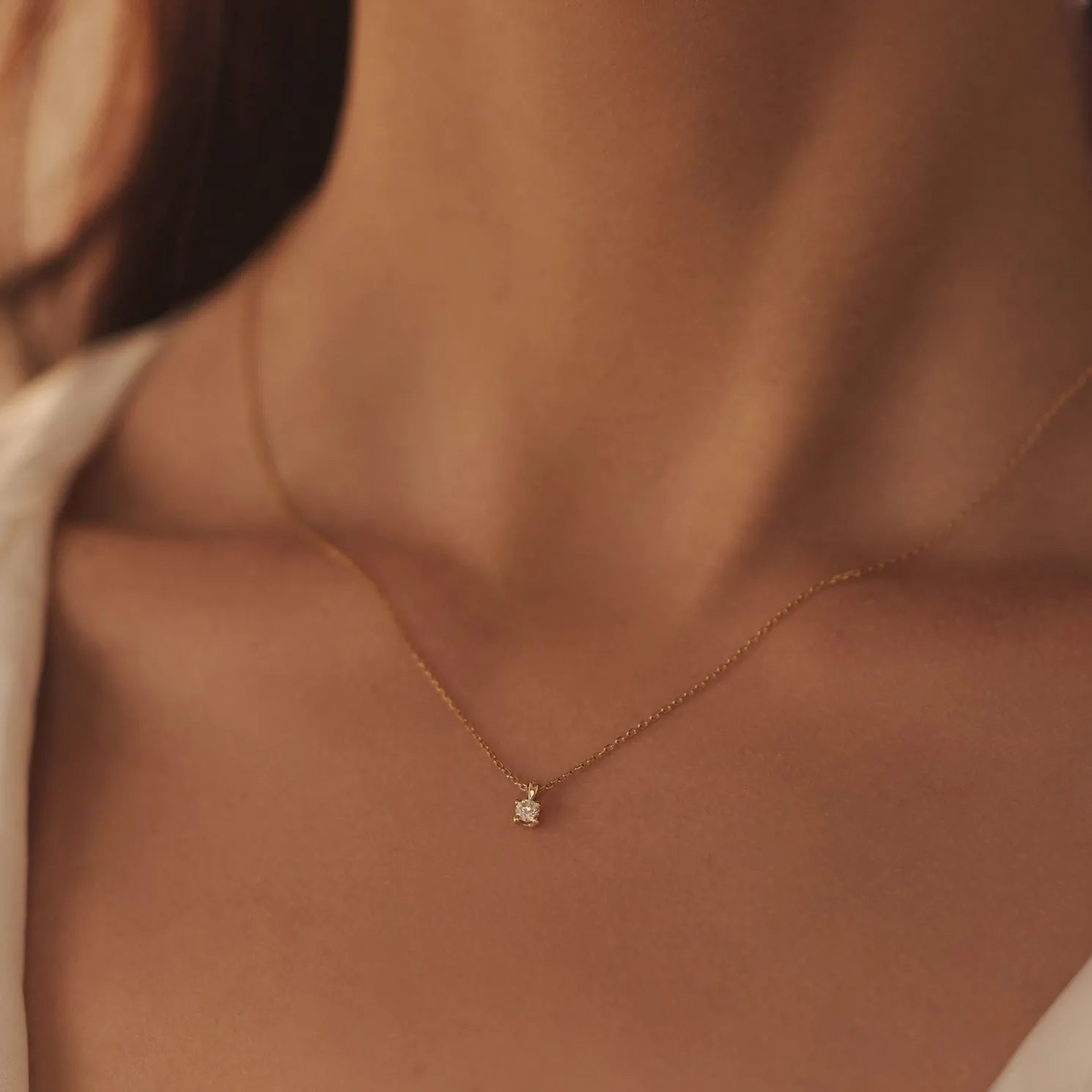 De la Paix Christine 14 karaat gouden collier met diamant 0.10 karaat