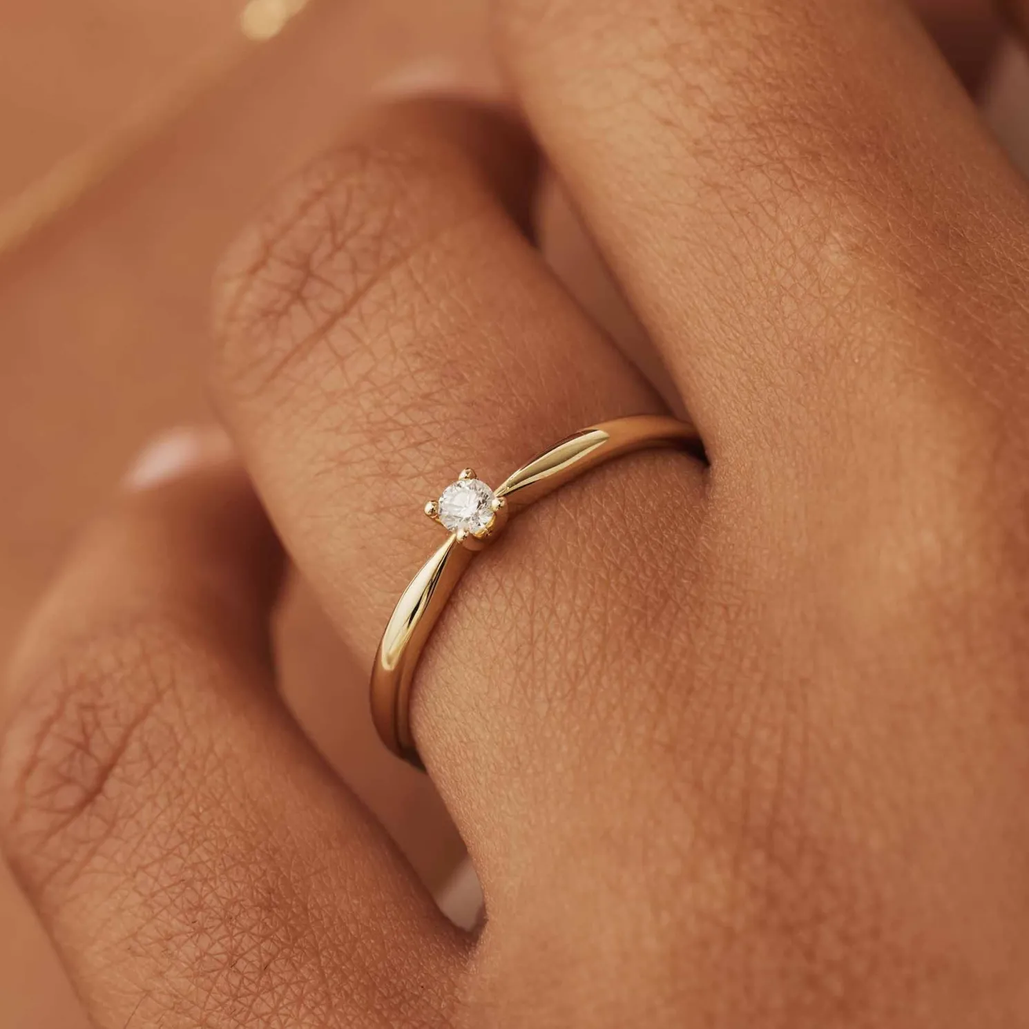 De la Paix Céline 14 karaat gouden ring met diamant 0.05 karaat