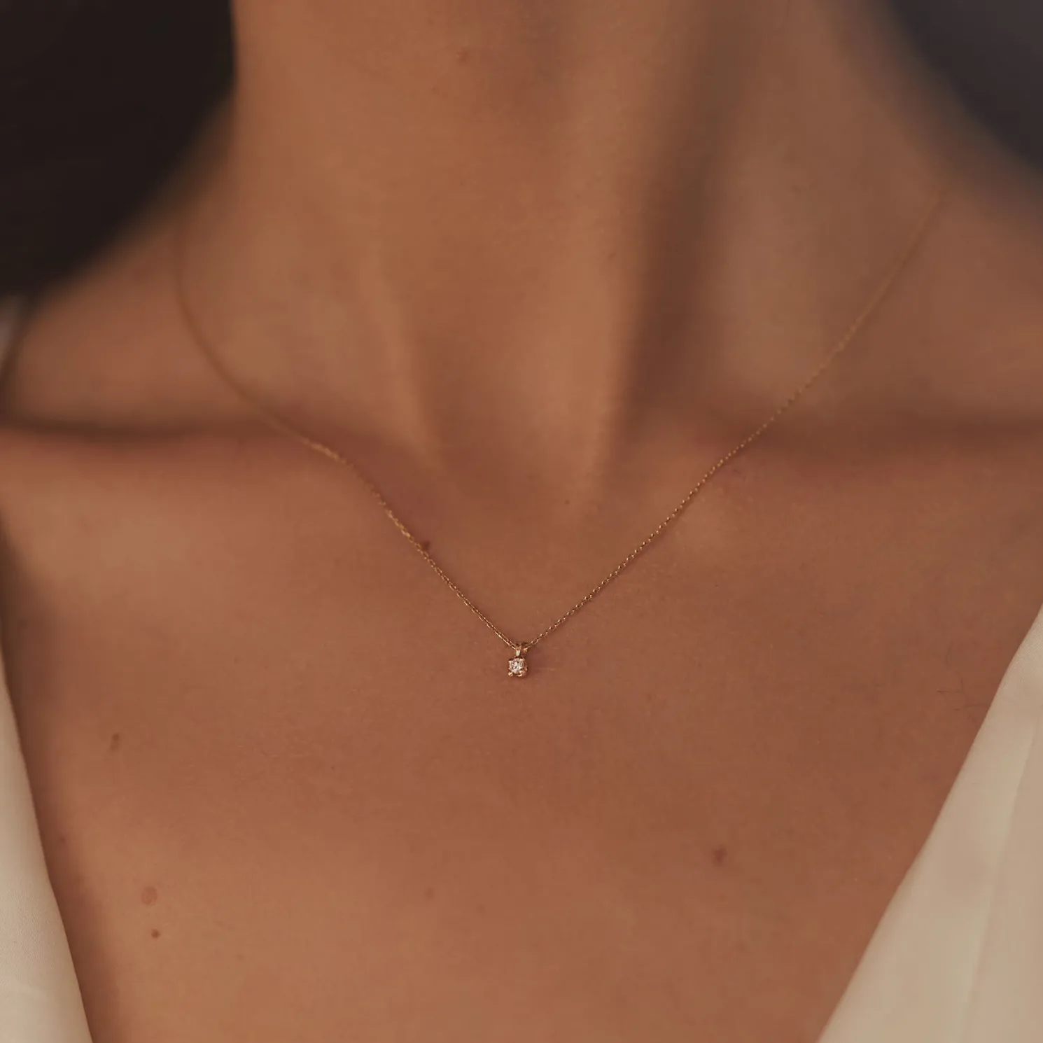 De la Paix Céline 14 karaat gouden collier met diamant 0.05 karaat