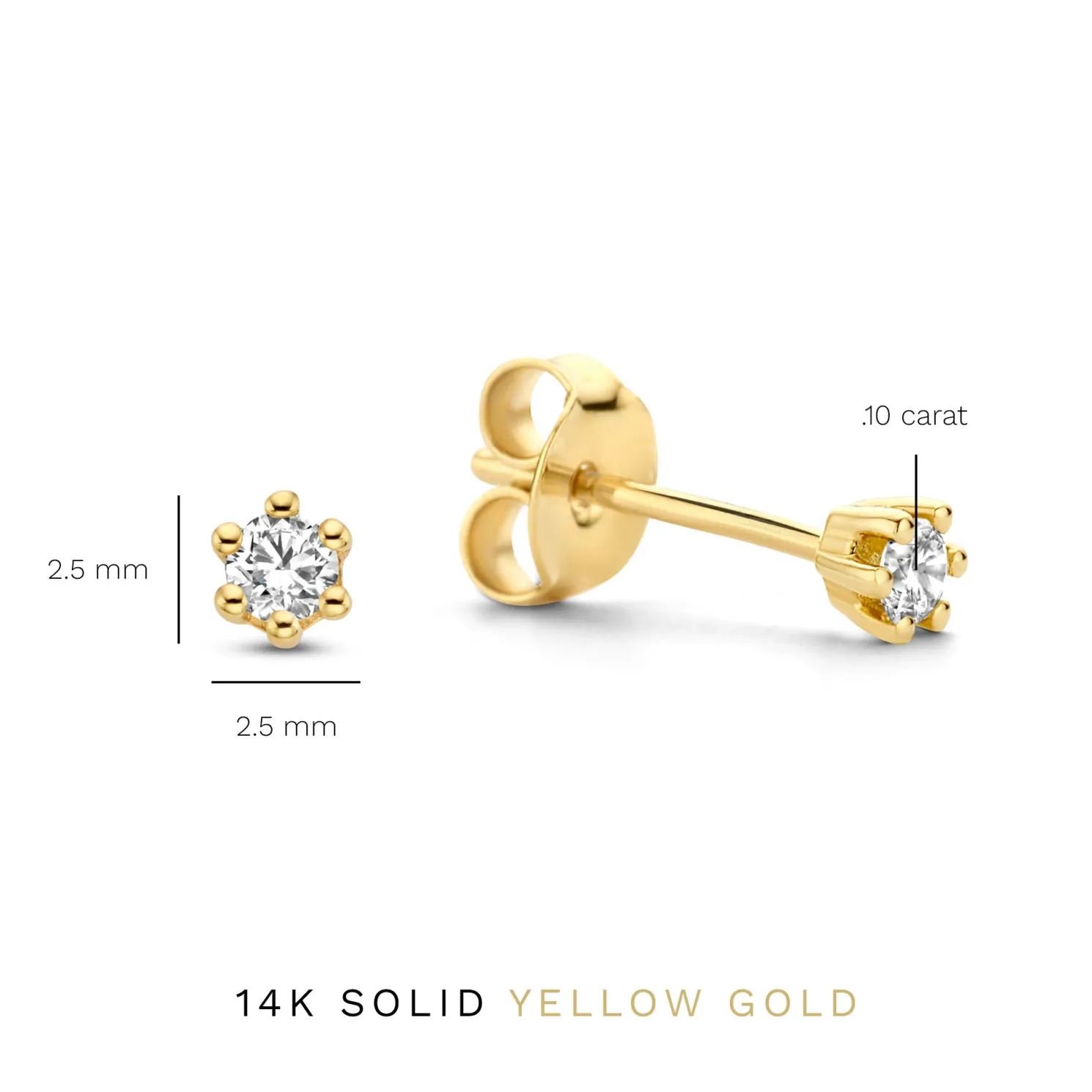 De la Paix Emily 14 karaat gouden oorknoppen met diamant 0.10 karaat