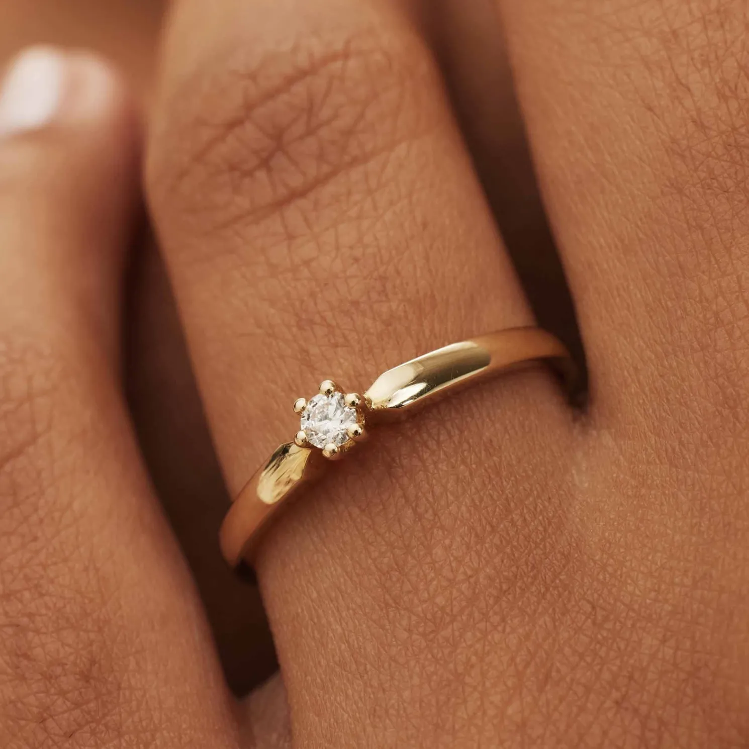 De la Paix Emily 14 karaat gouden ring met diamant 0.05 karaat