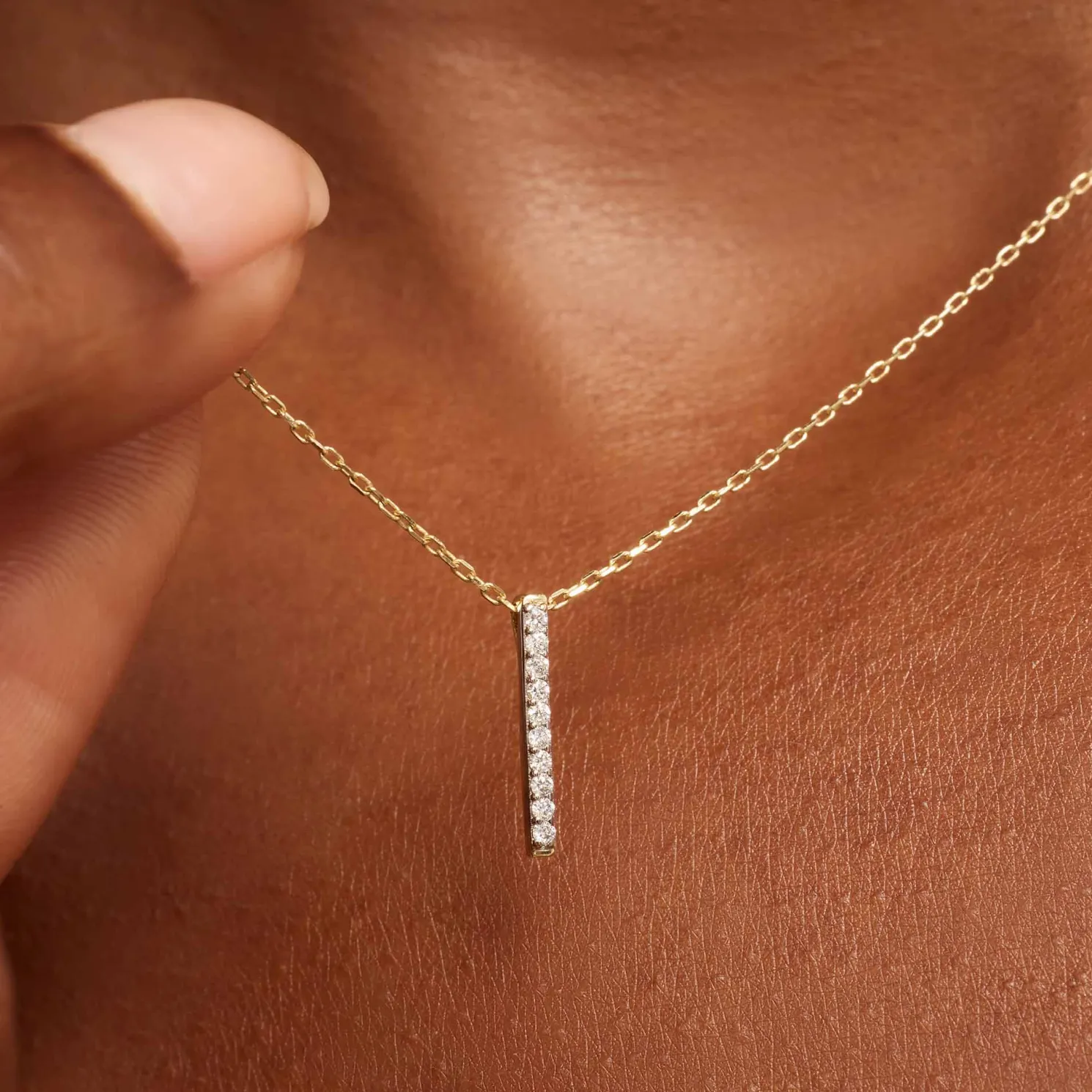 De la Paix Flavie 14 karaat gouden collier met diamant 0.06 karaat