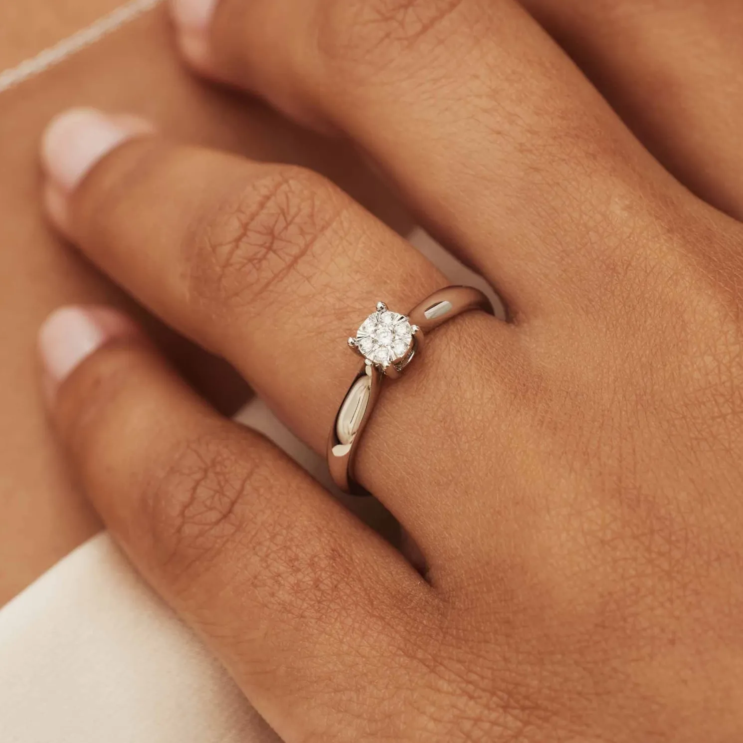 De la Paix Hanaé 14 karaat witgouden ring met diamant 0.08 karaat