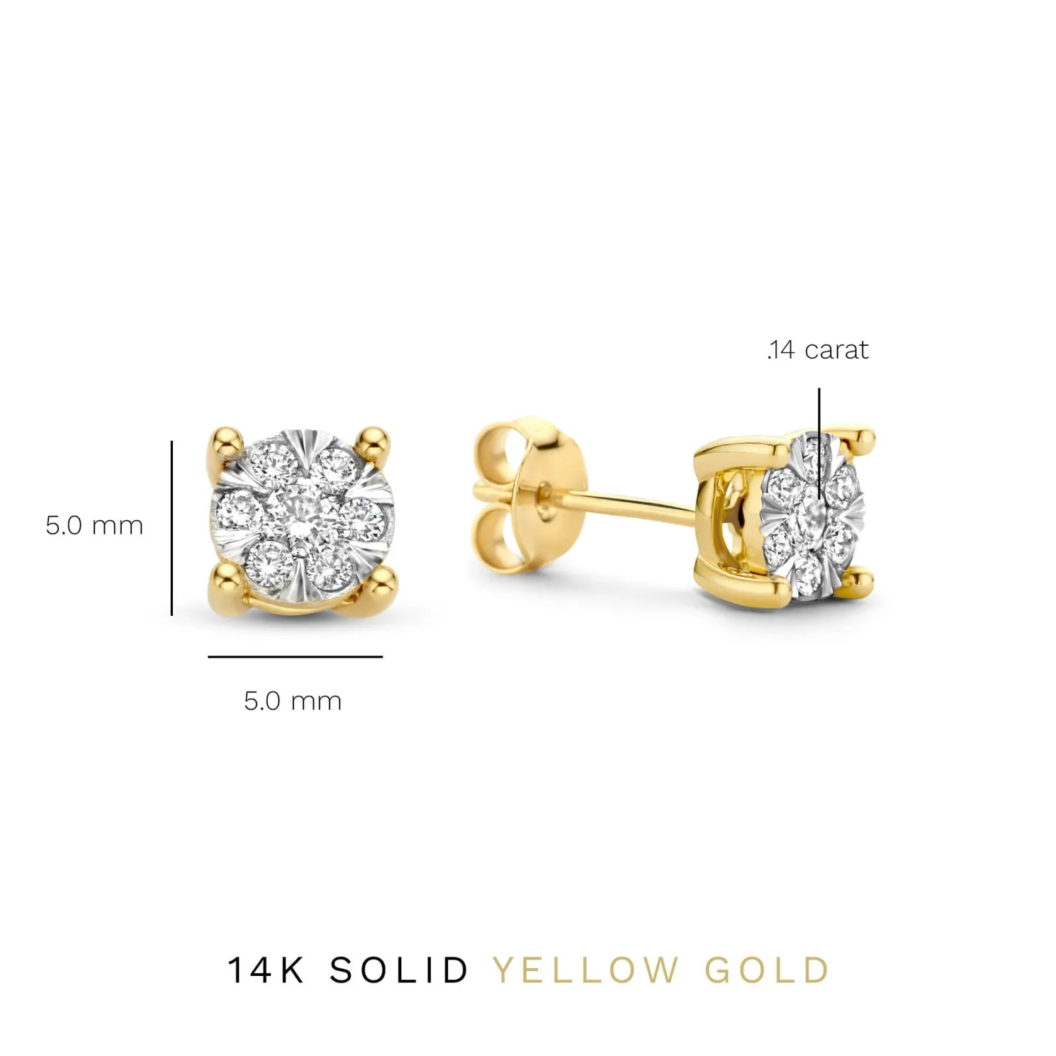 De la Paix Hanaé 14 karaat gouden oorknoppen met diamant 0.28 karaat