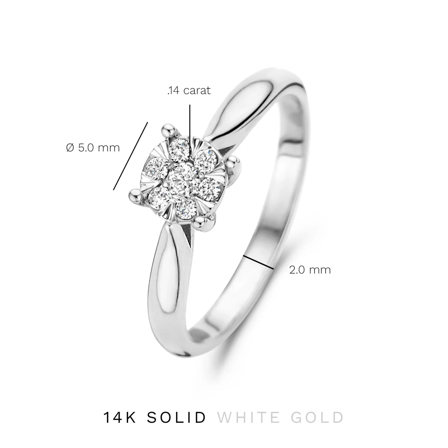 De la Paix Hanaé 14 karaat witgouden ring met diamant 0.14 karaat