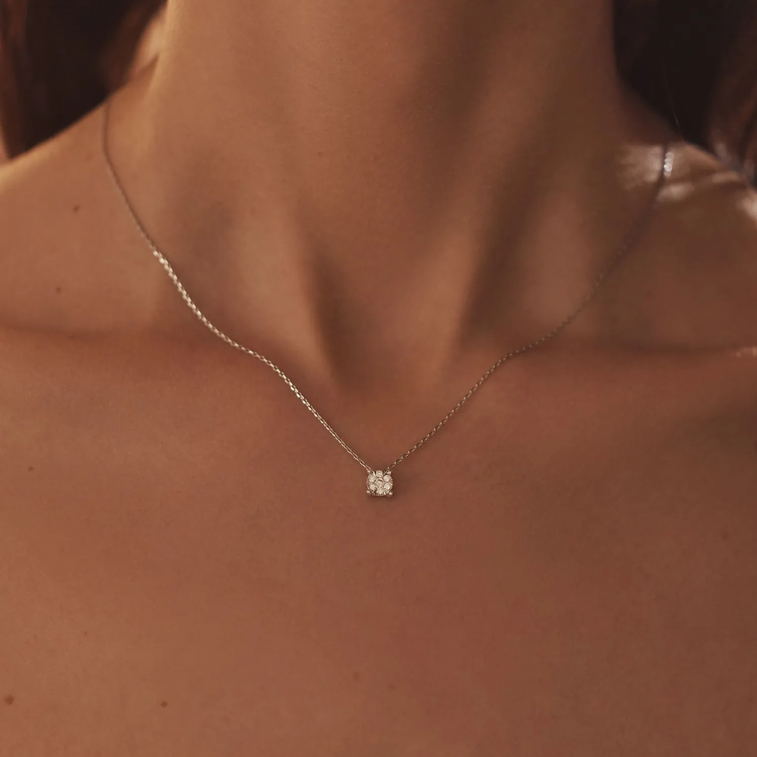 De la Paix Hanaé 14 karaat witgouden collier met diamant 0.14 karaat