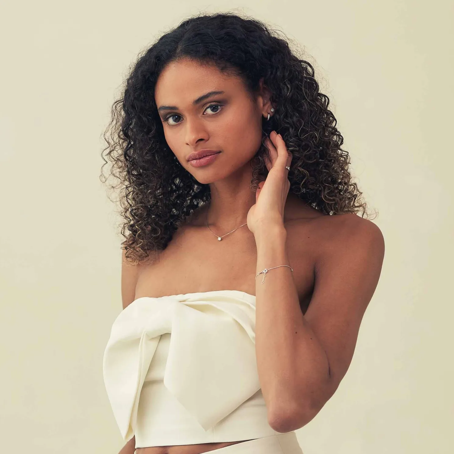 De la Paix Hanaé 14 karaat witgouden oorknoppen met diamant 0.16 karaat