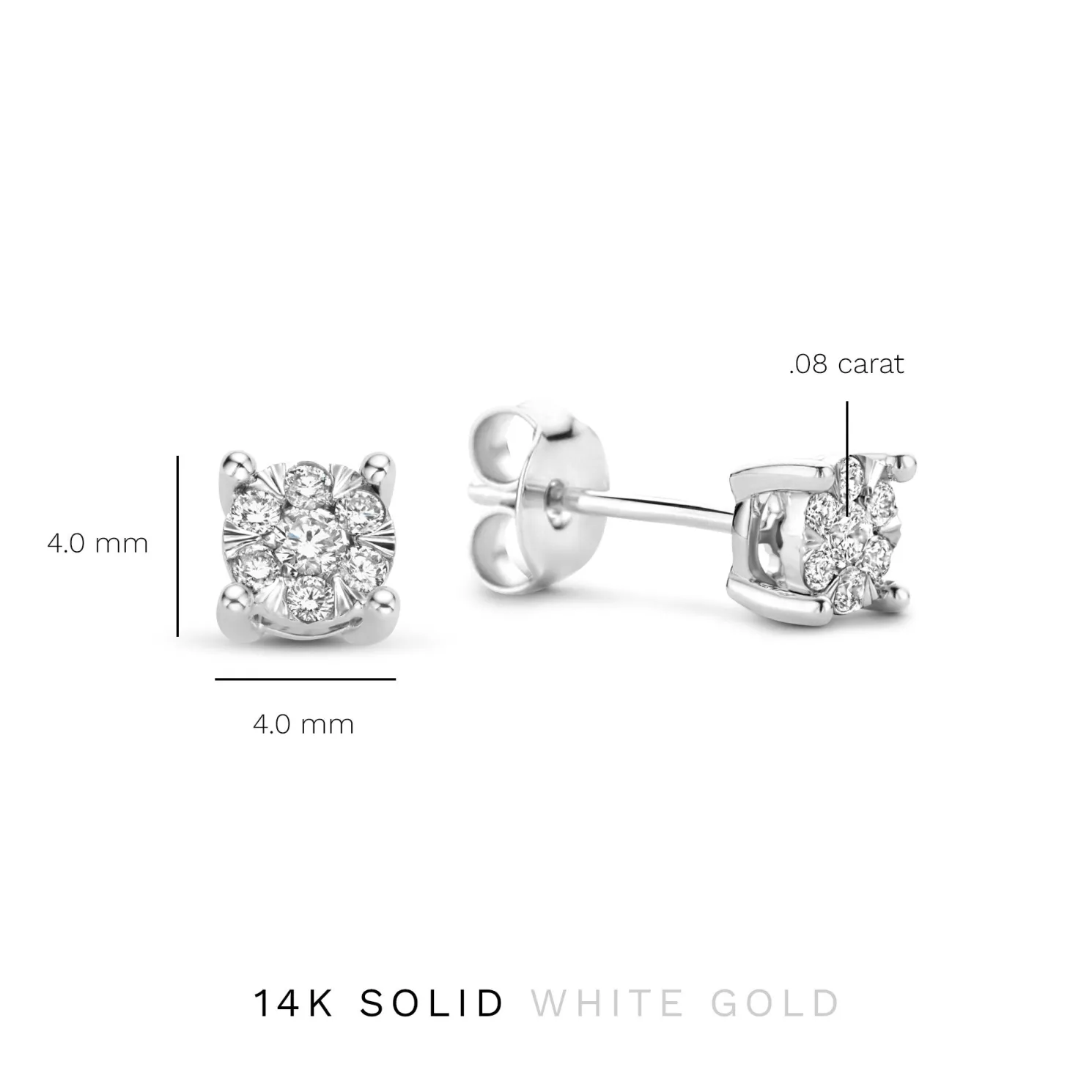 De la Paix Hanaé 14 karaat witgouden oorknoppen met diamant 0.16 karaat