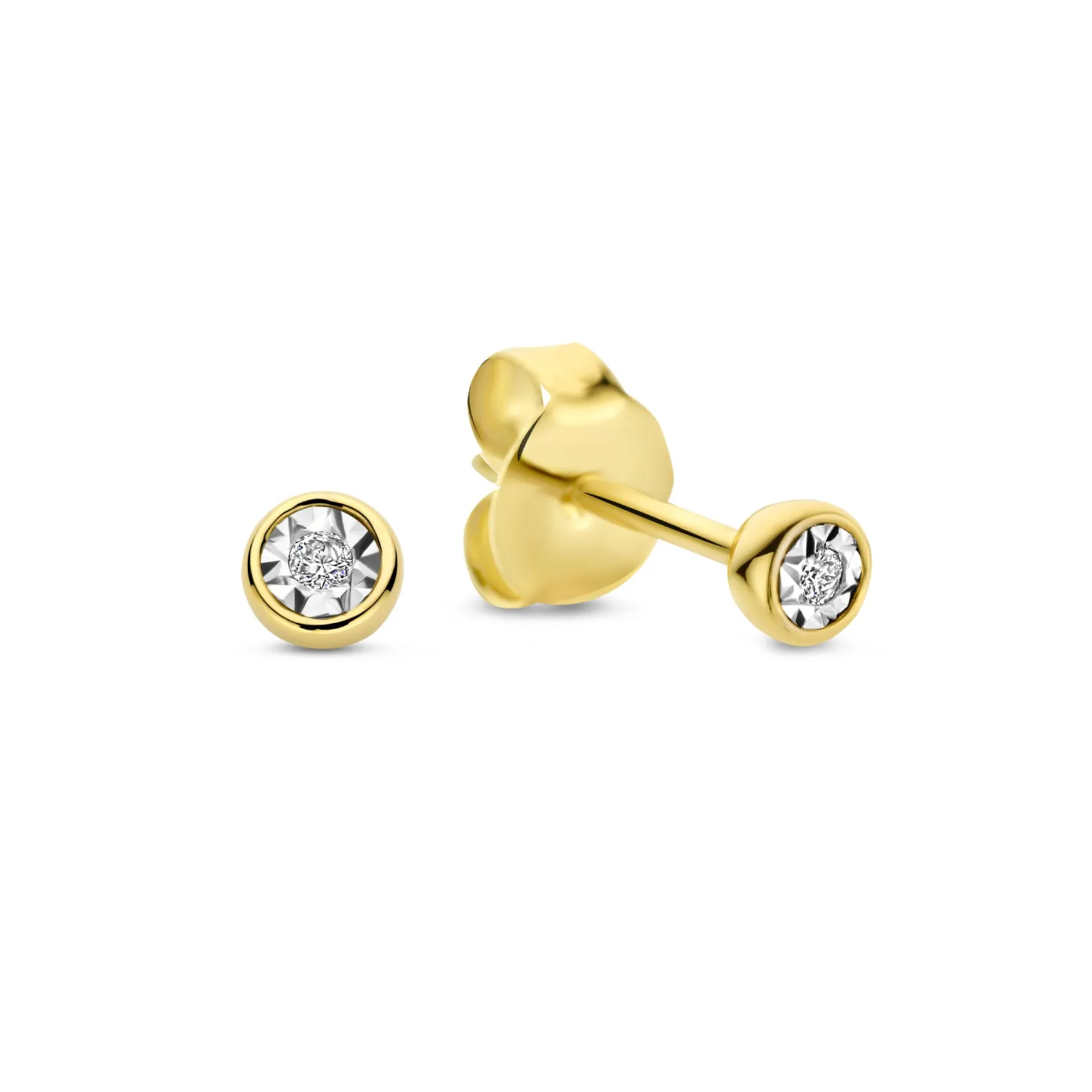 De la Paix Inaya 14 karaat gouden oorknoppen met diamant 0.02 karaat