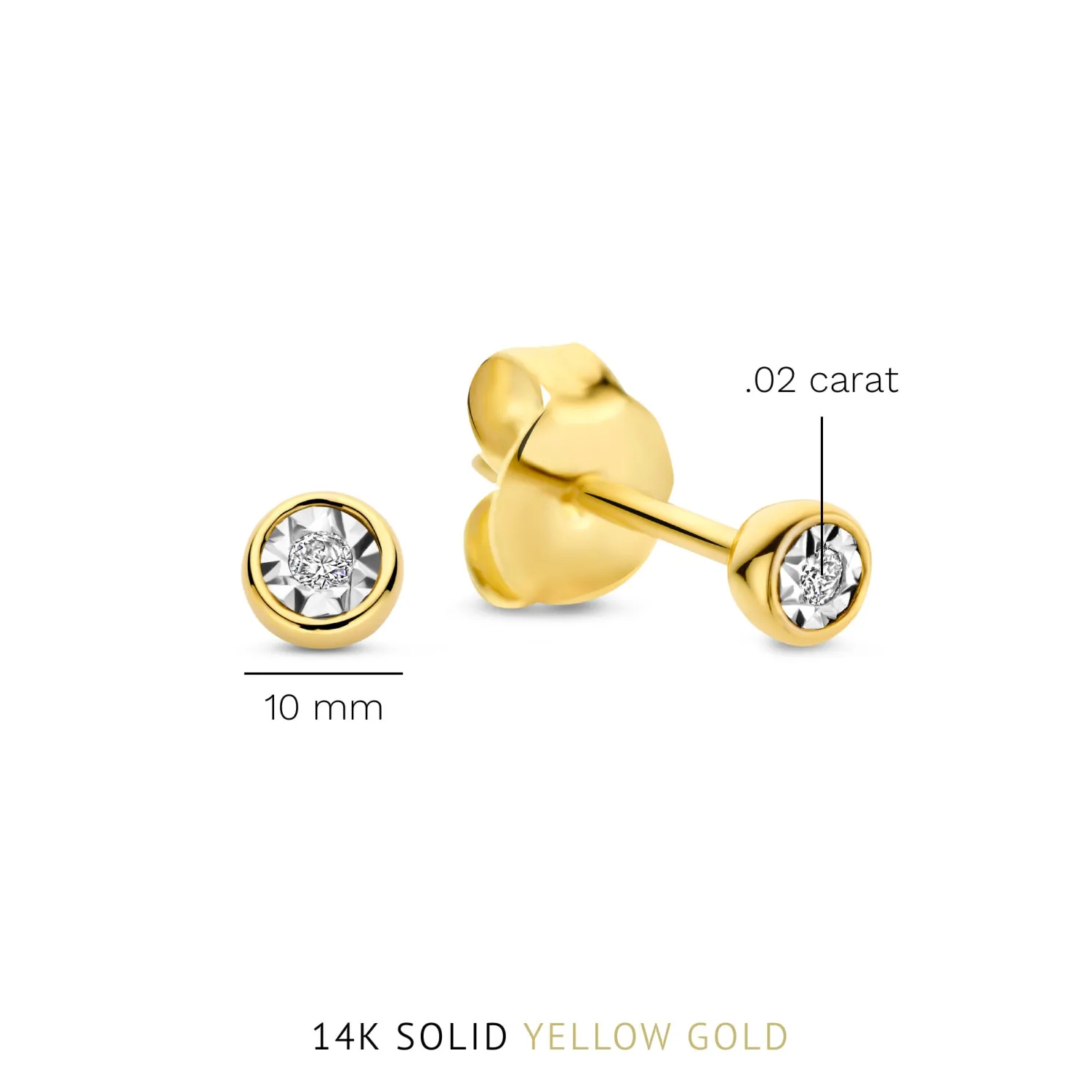 De la Paix Inaya 14 karaat gouden oorknoppen met diamant 0.02 karaat