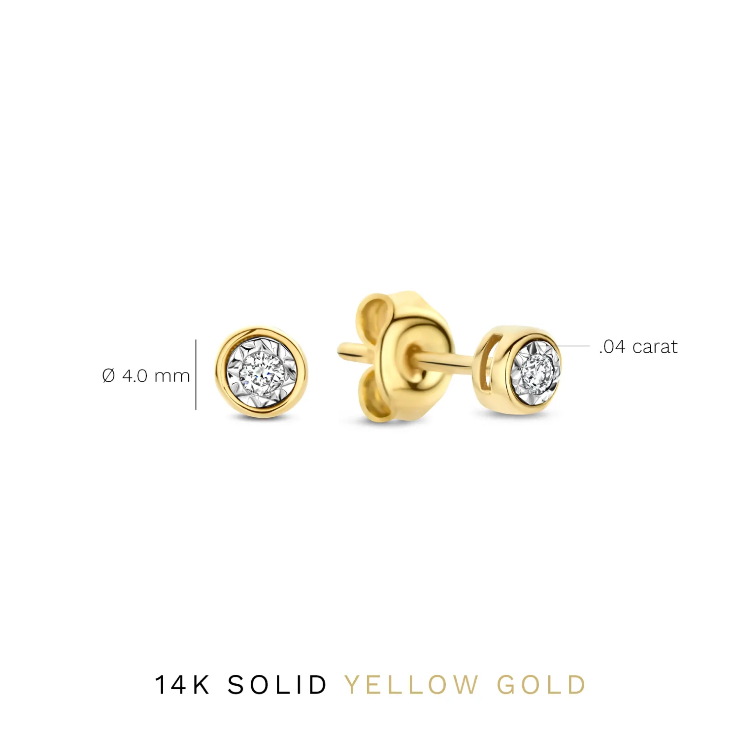 De la Paix Inaya 14 karaat gouden oorknoppen met diamant 0.04 karaat