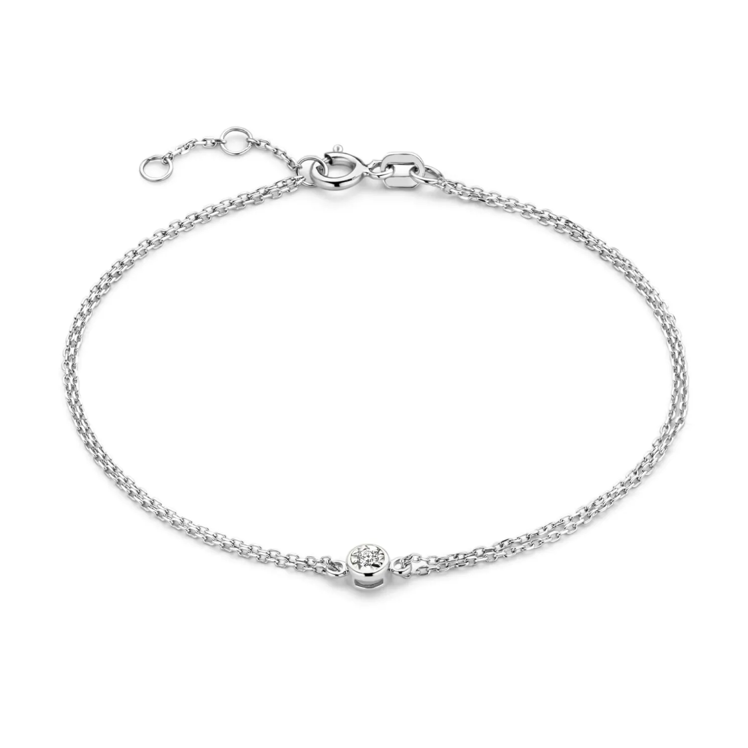 De la Paix Inaya 14 karaat witgouden armband met diamant 0.02 karaat