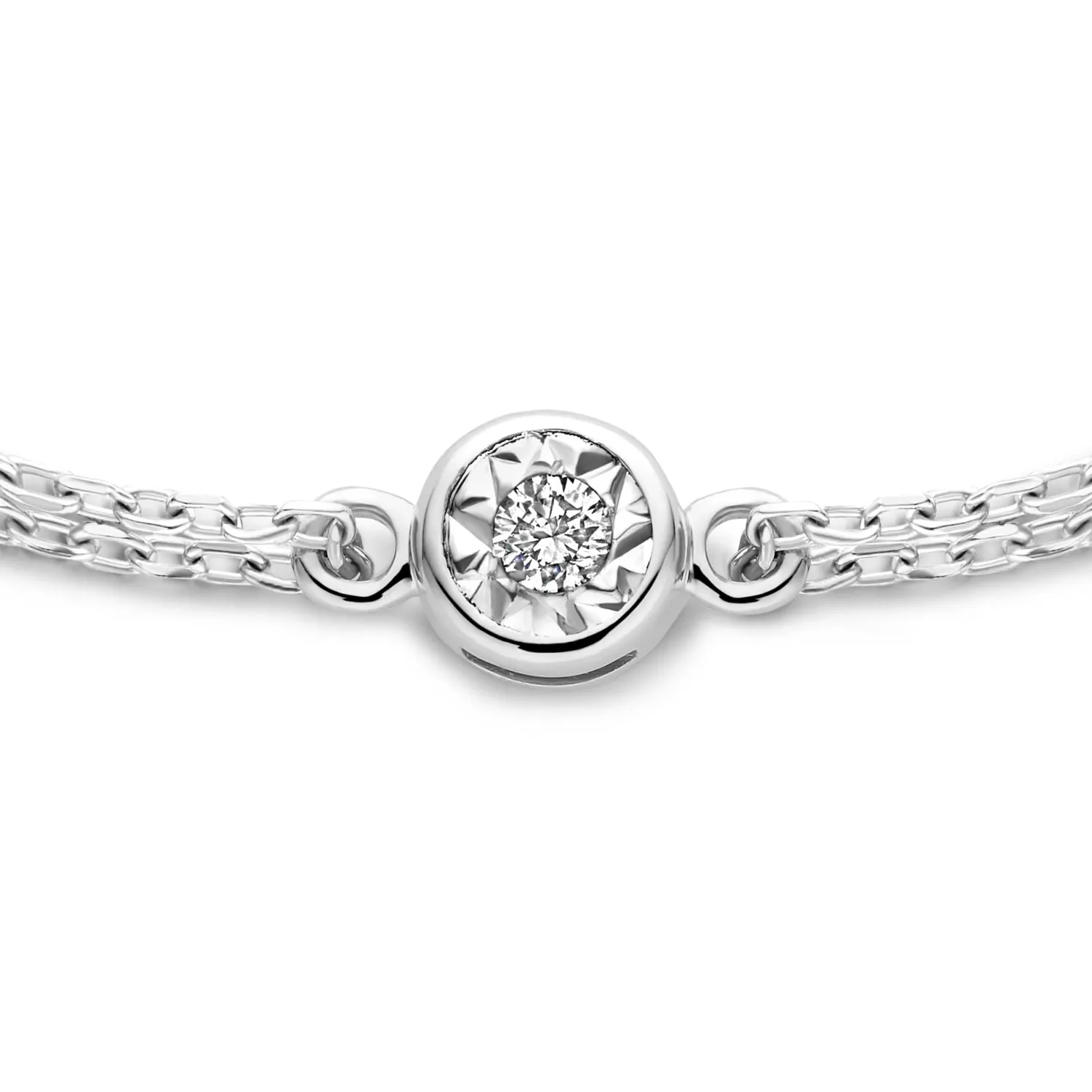 De la Paix Inaya 14 karaat witgouden armband met diamant 0.02 karaat