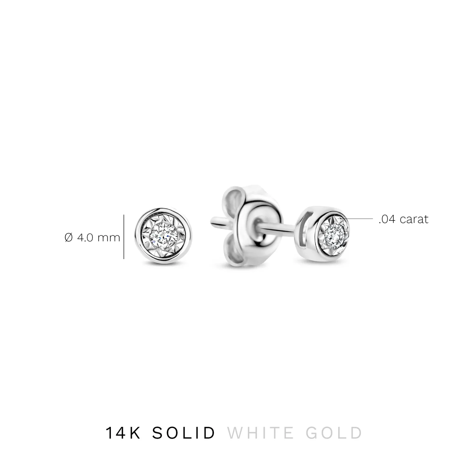 De la Paix Inaya 14 karaat witgouden oorknoppen met diamant 0.04 karaat