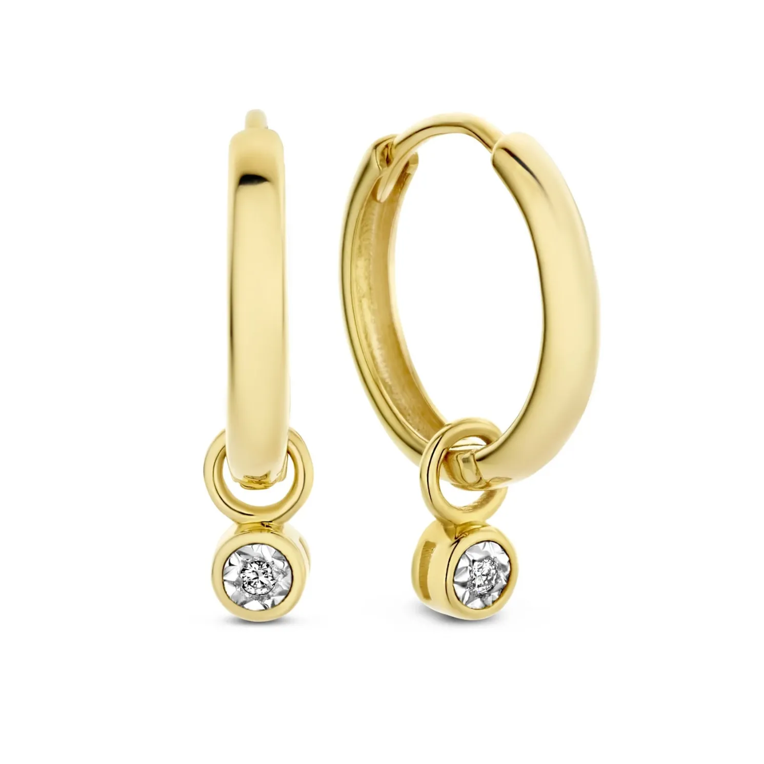 De la Paix Inaya 14 karaat gouden creolen met diamant 0.02 karaat