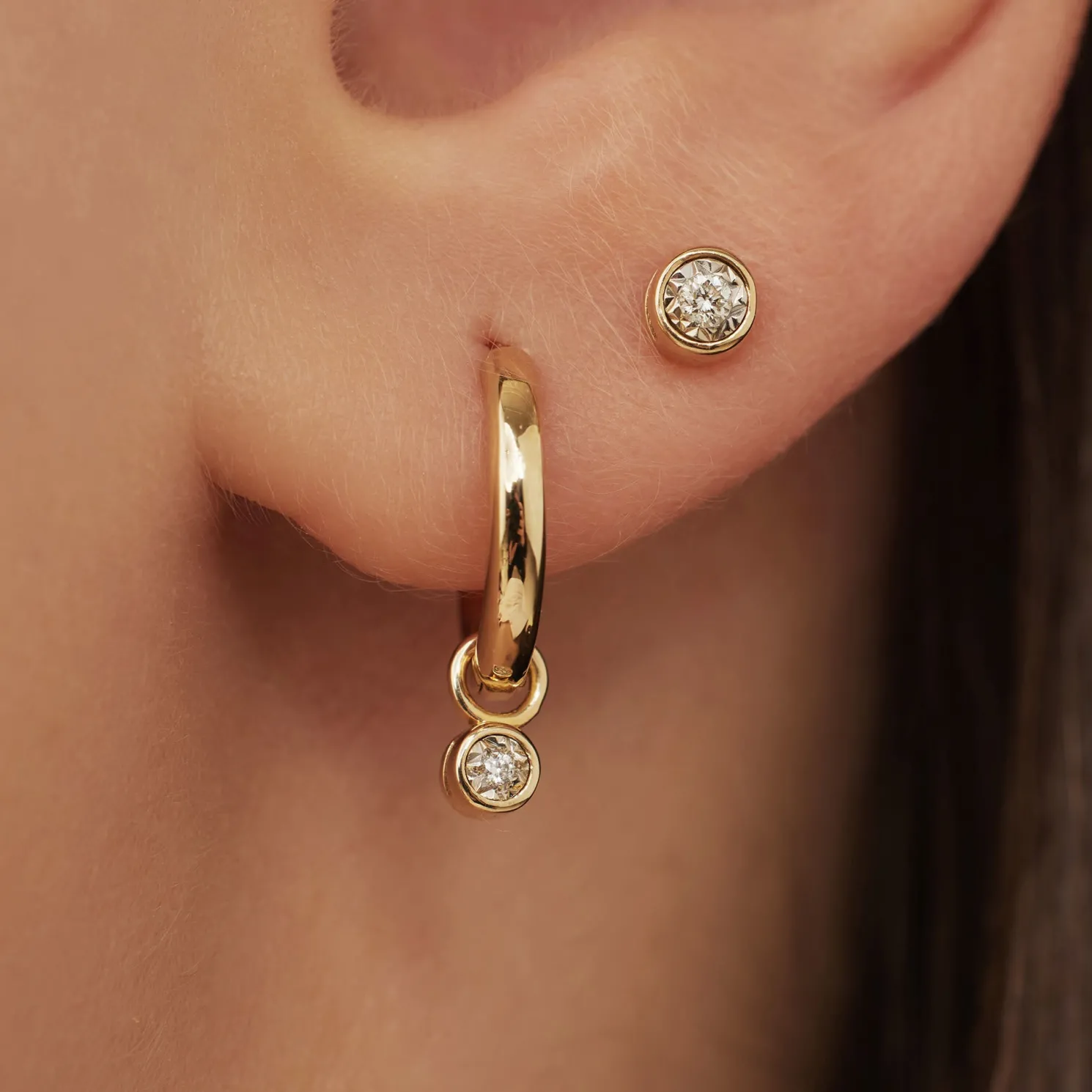 De la Paix Inaya 14 karaat gouden creolen met diamant 0.02 karaat