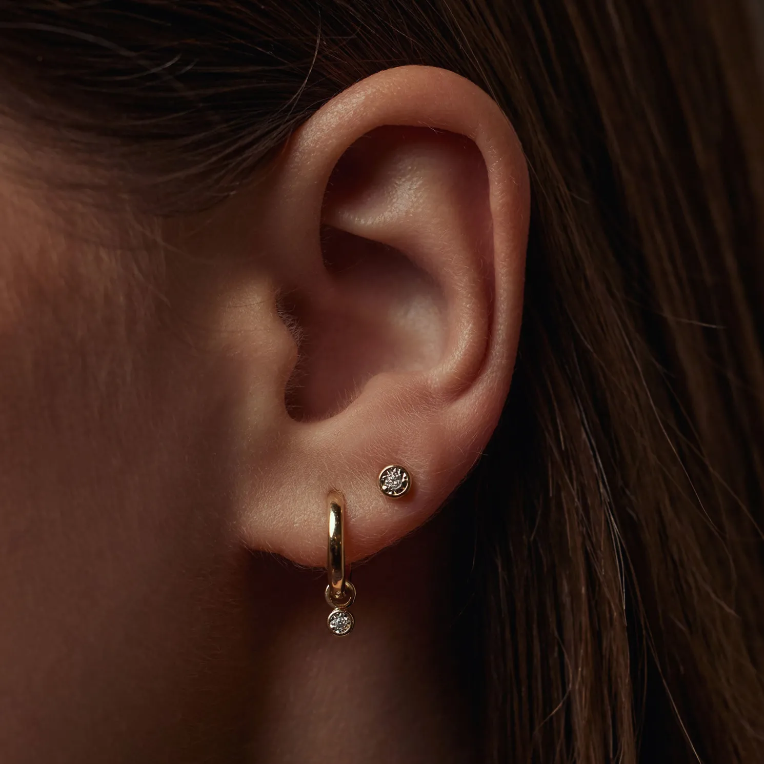 De la Paix Inaya 14 karaat gouden creolen met diamant 0.02 karaat