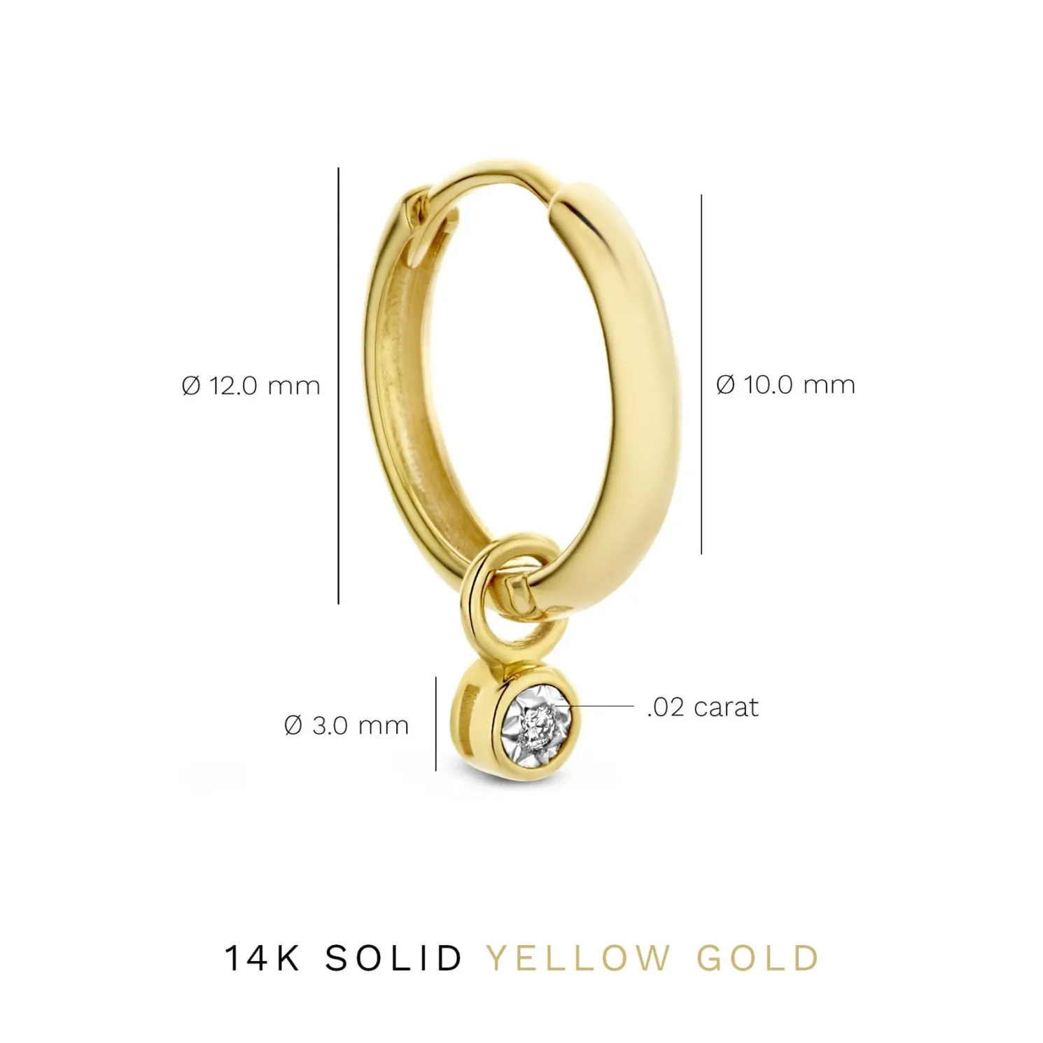 De la Paix Inaya 14 karaat gouden creolen met diamant 0.02 karaat